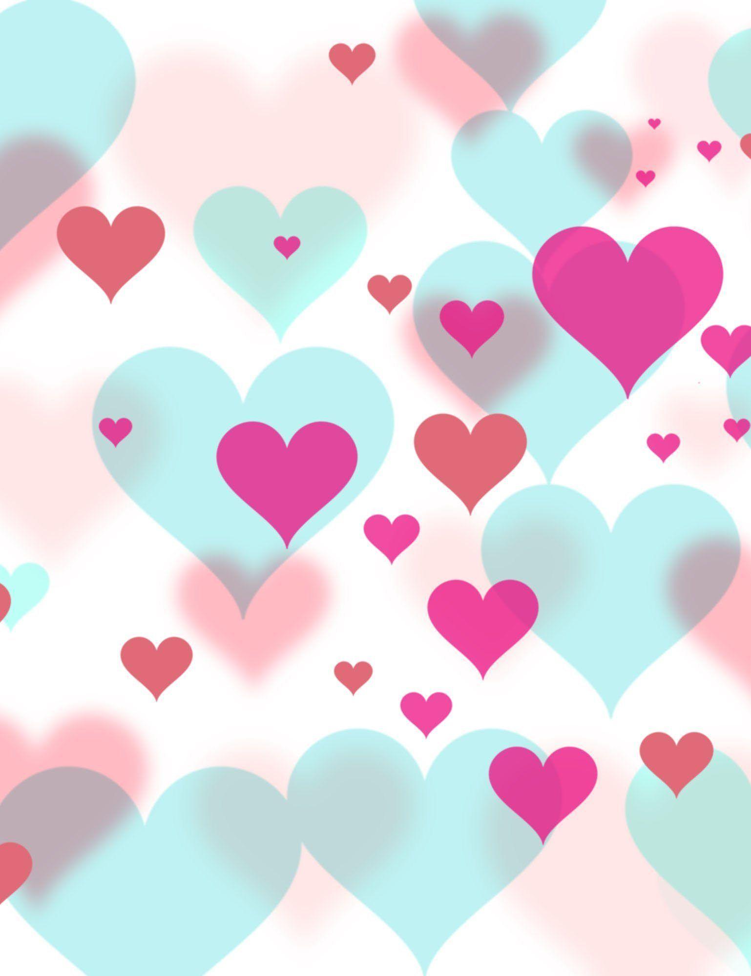Pink And Red Hearts Printed On Bokeh Hearts Background For Holiday