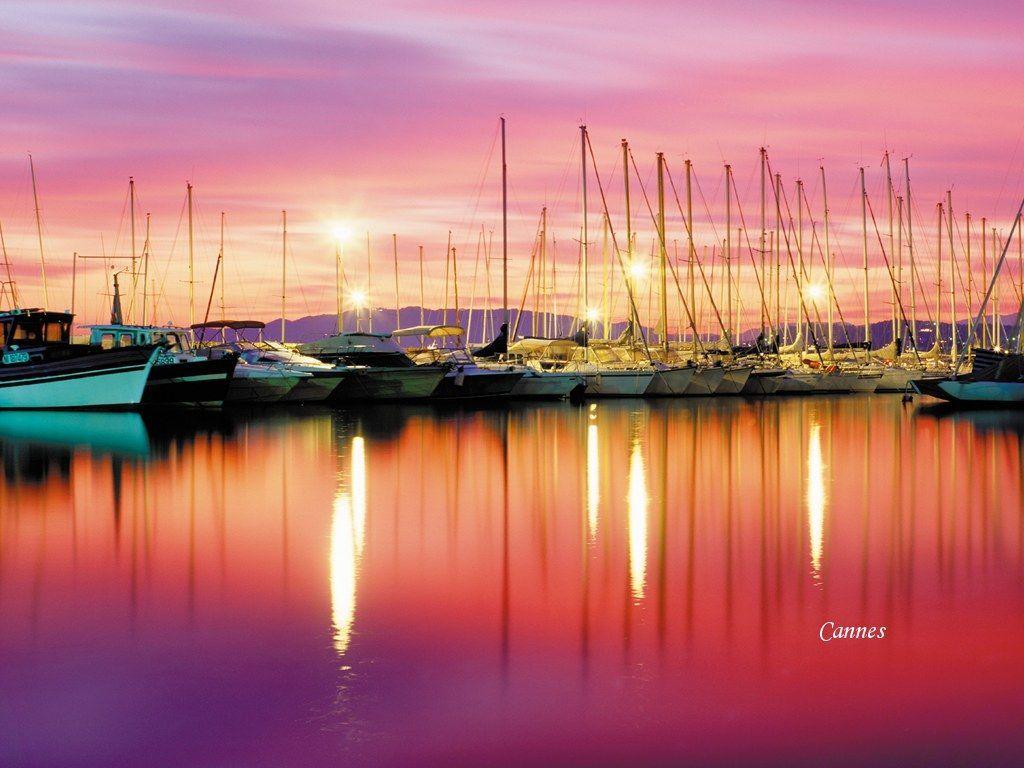 Red sunset in Cannes, French Riviera. Sunsets. France