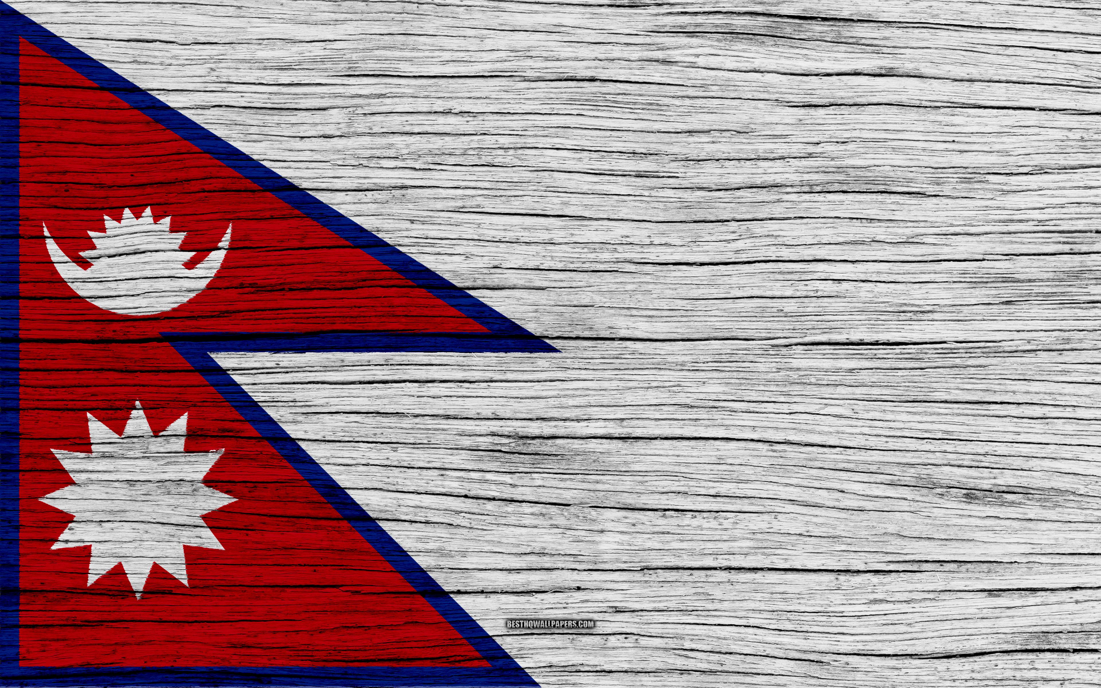 Download wallpaper Flag of Nepal, 4k, Asia, wooden texture