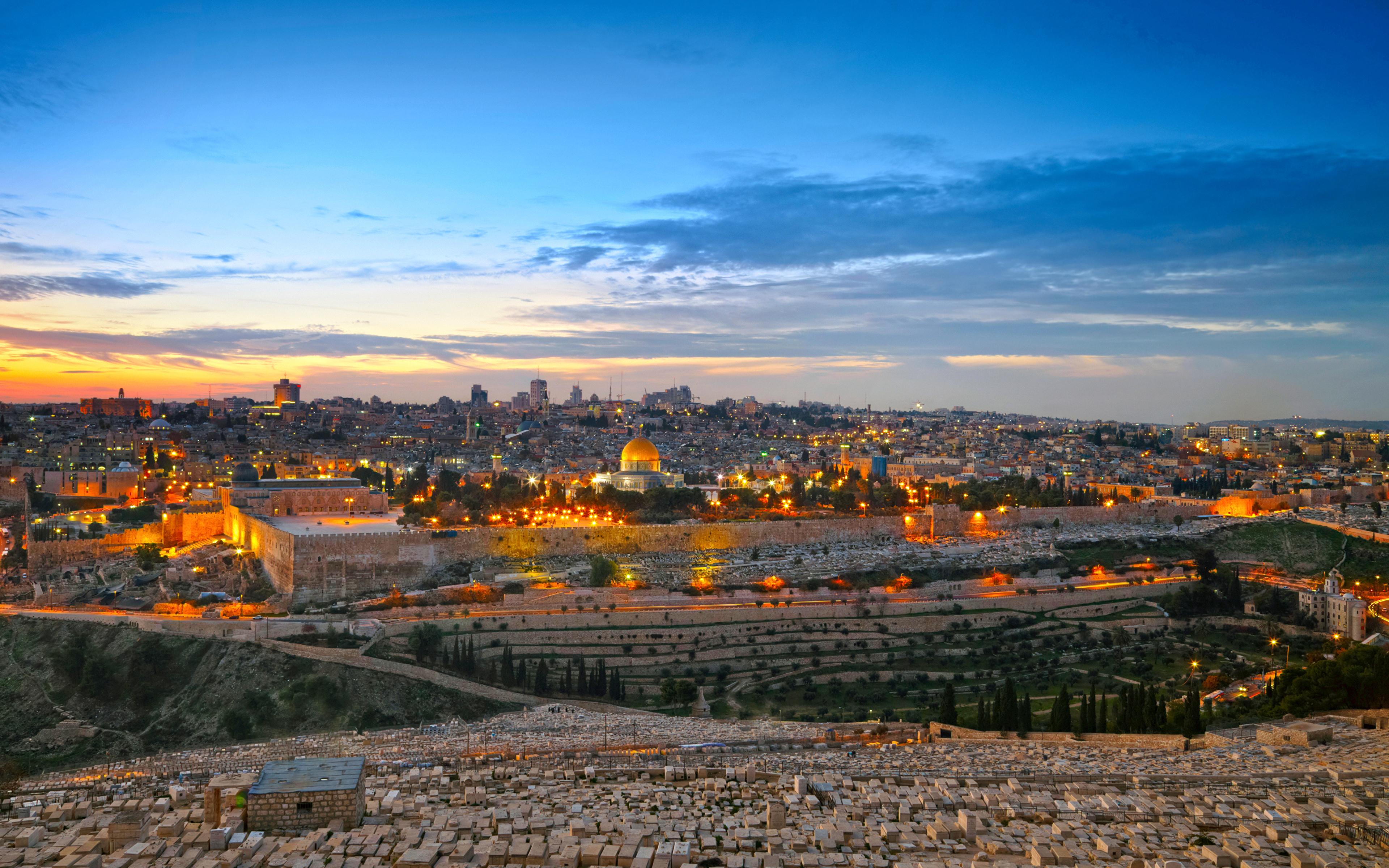 Wallpaper Israel Jerusalem HDRI Sky night time Cities 3840x2400