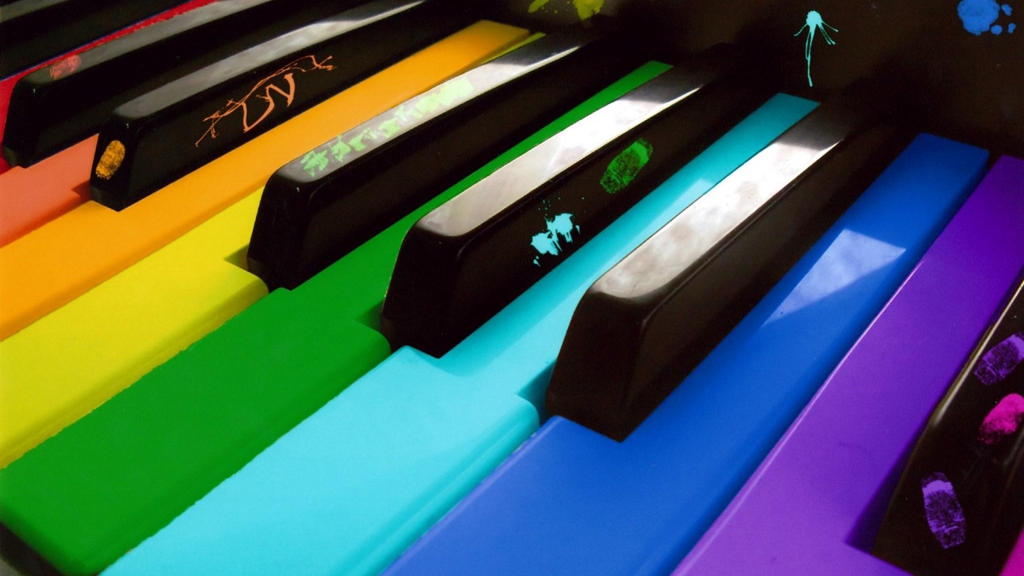 Download wallpaper 2048x1152 piano, colored, keys ultrawide monitor