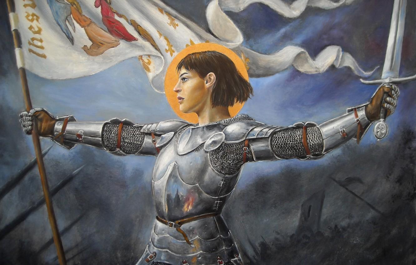 Wallpaper girl, sword, armor, banner, Joan of arc image for desktop