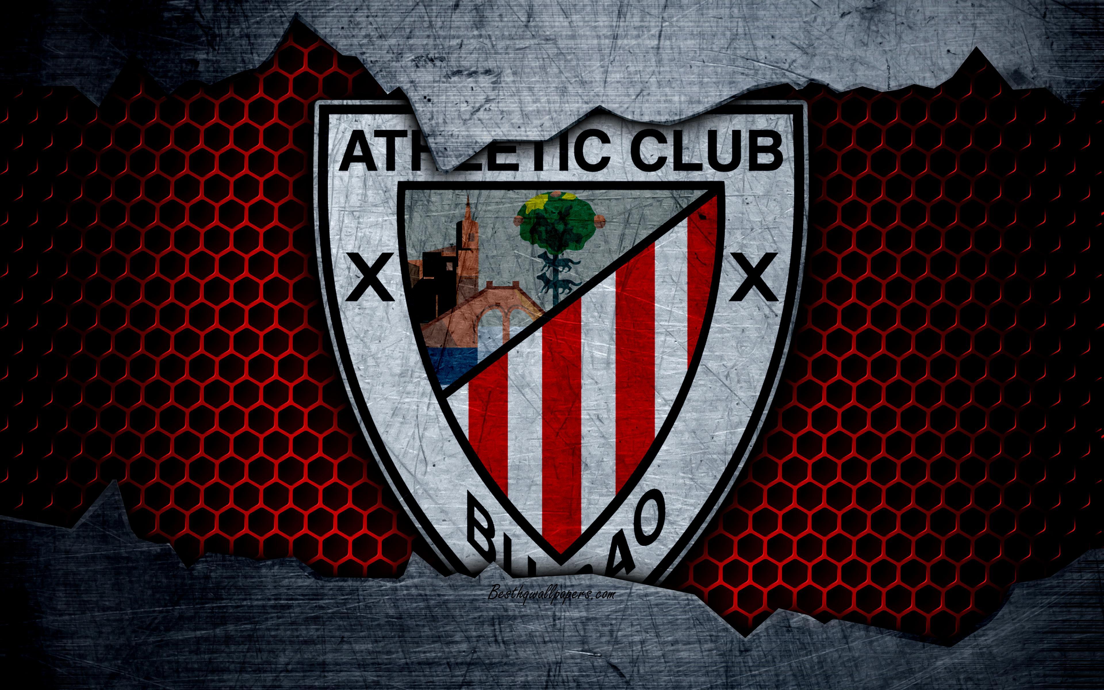 Download wallpaper Athletic Bilbao, 4k, La Liga, football, emblem