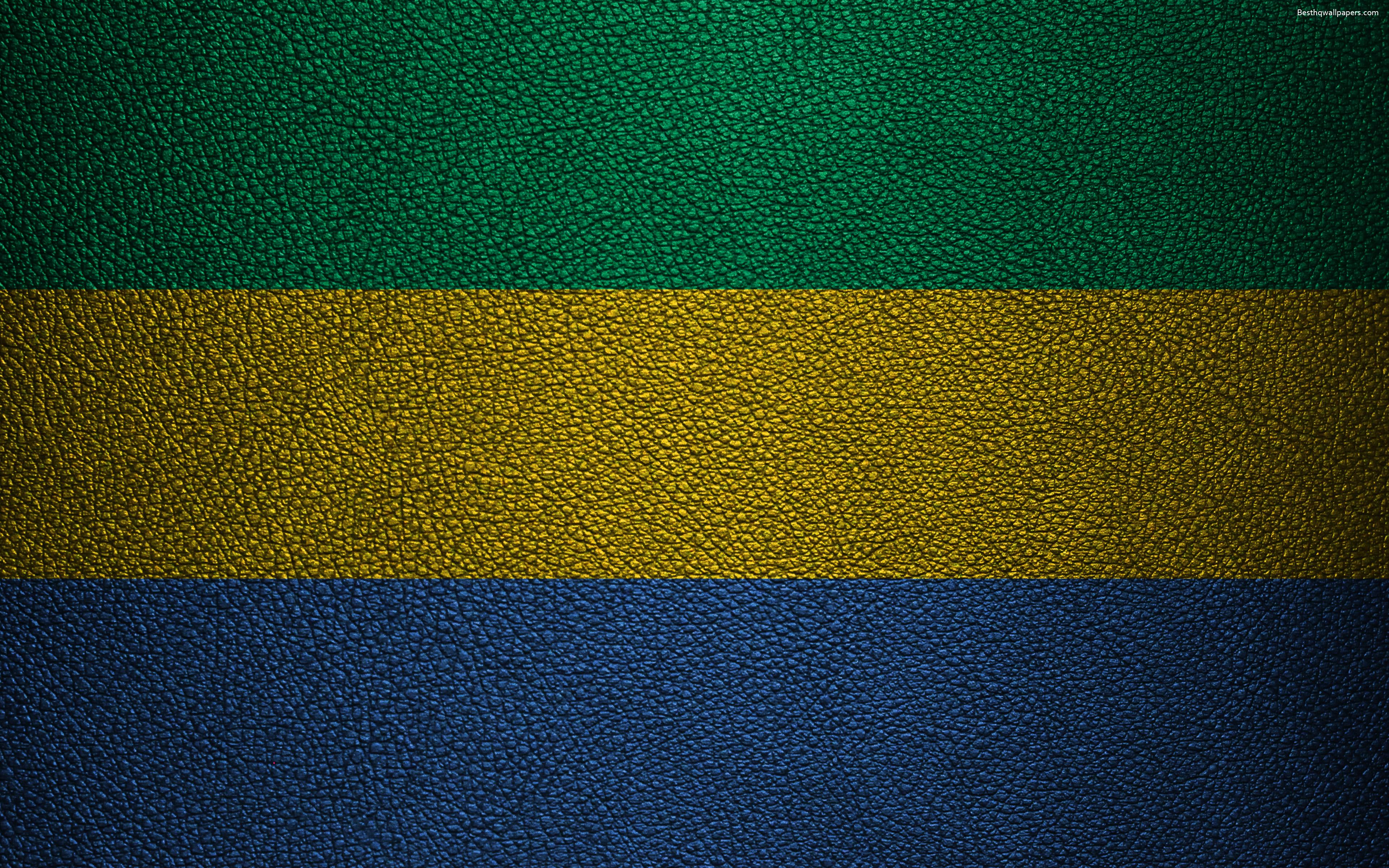 Download wallpaper Flag of Gabon, leather texture, 4k, Gabonese