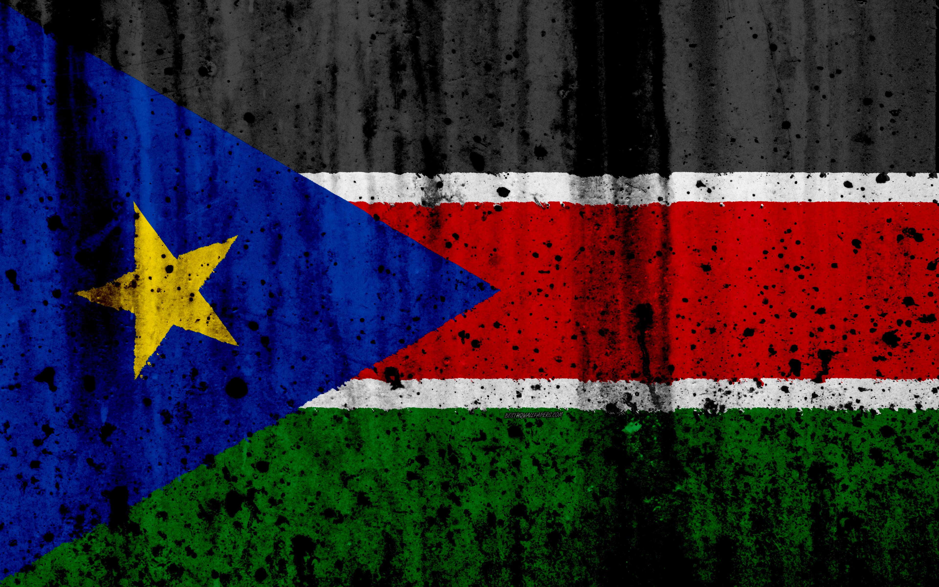 Download wallpaper South Sudan flag, 4k, grunge, flag of South