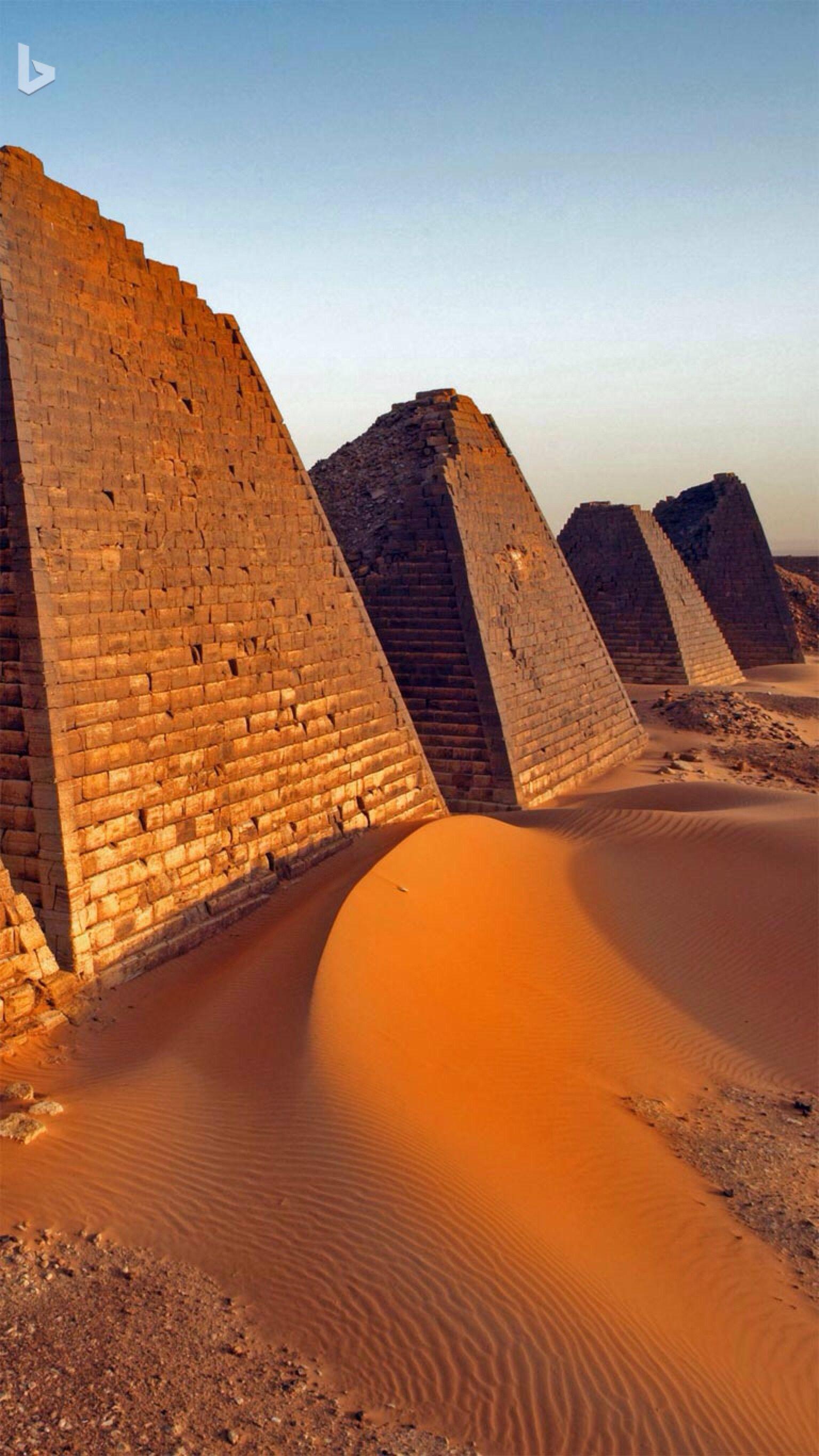 Pyramids at Meroë, Sudan. Bing wallpaper. Archaeology
