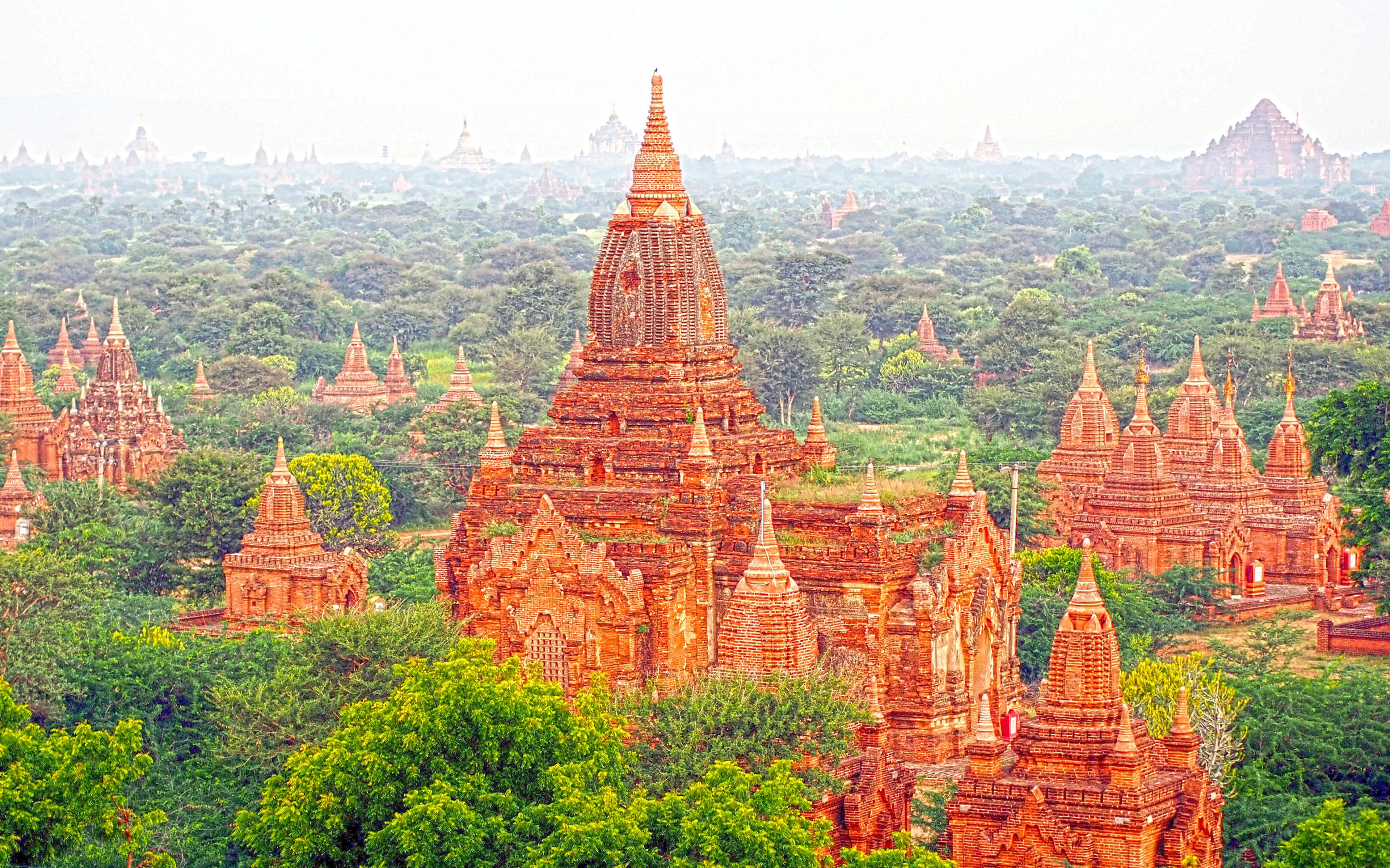 Download wallpaper Bagan, 4k, temples, ancient city, Burma, Myanmar