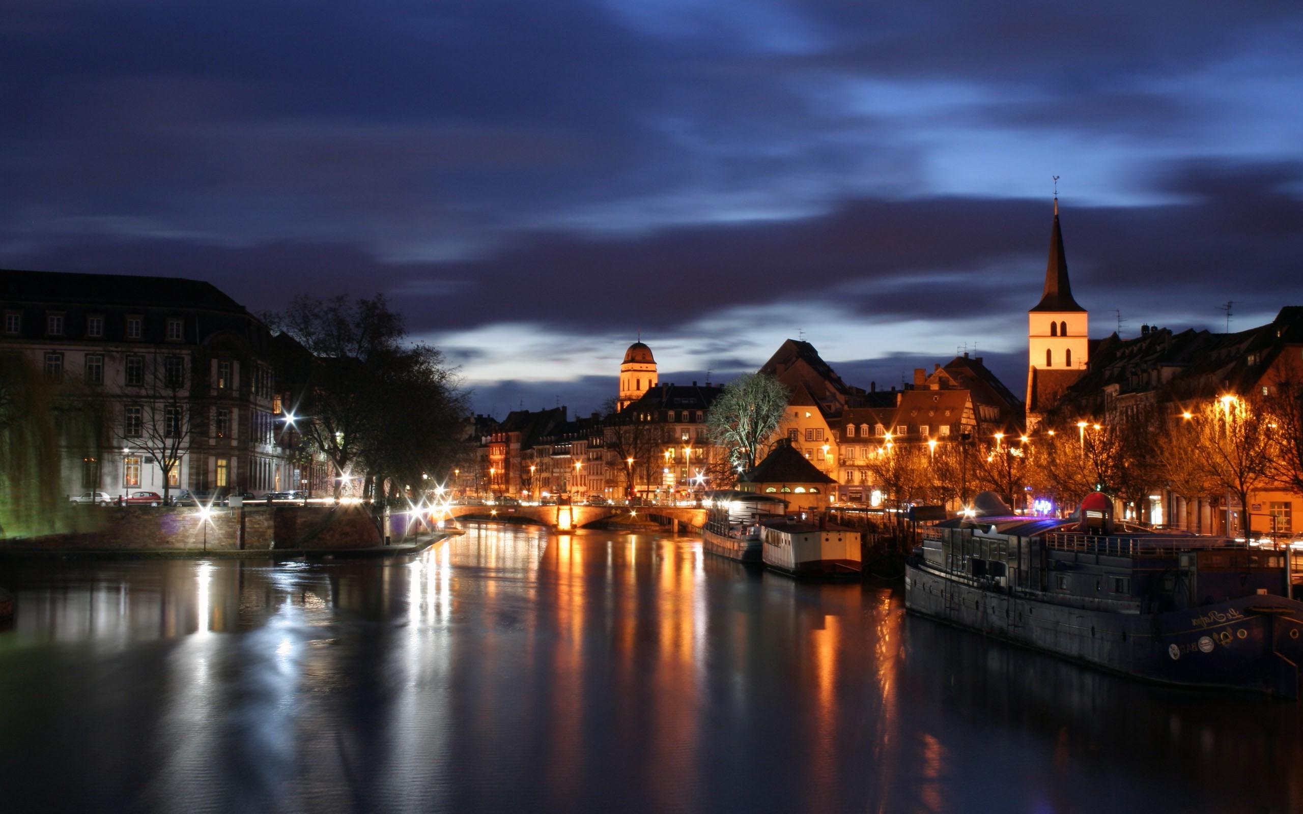 strasbourg cityscape night sky wallpaper and background