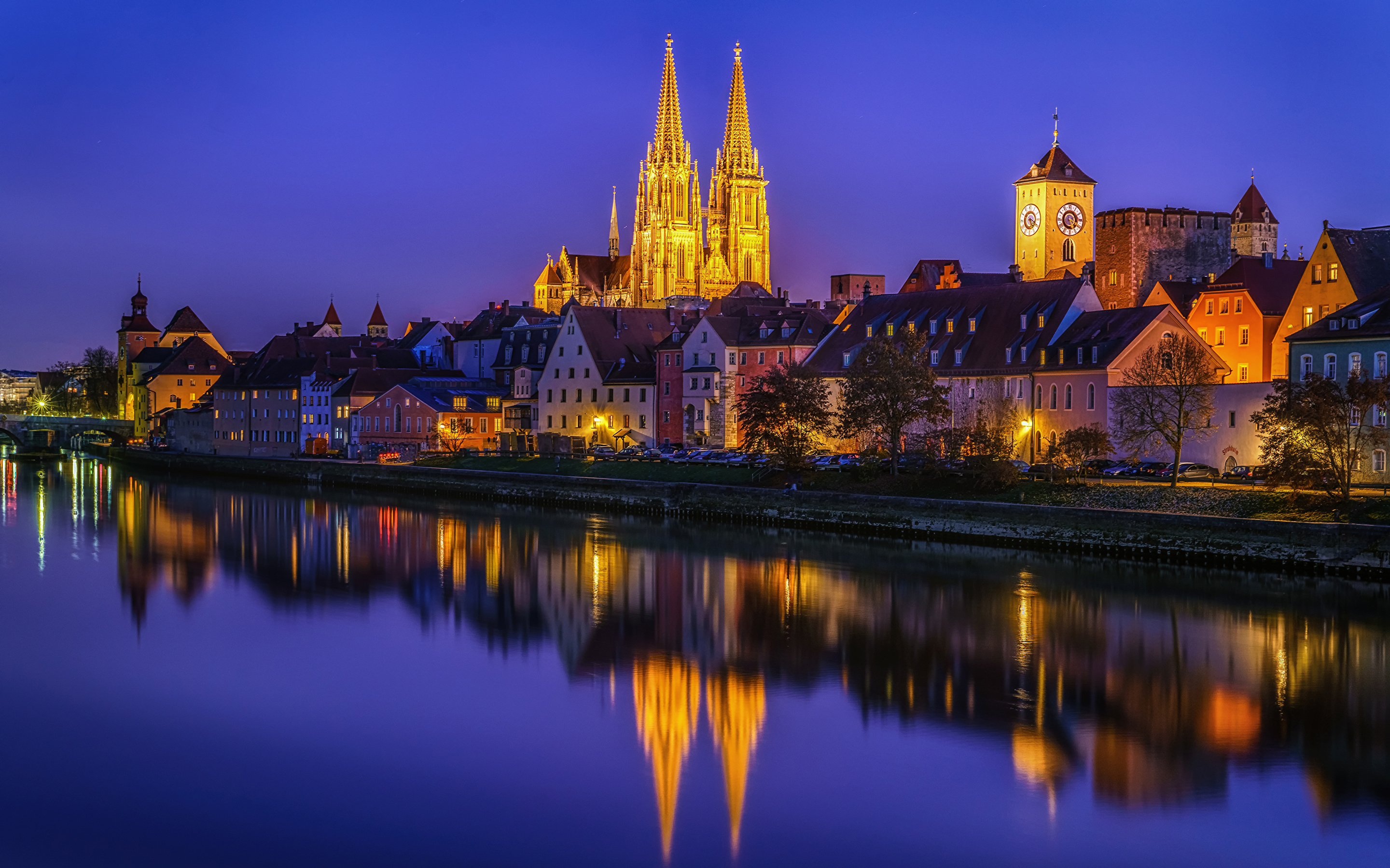 image Germany Regensburg Street Night Coast Rivers Cities 2880x1800