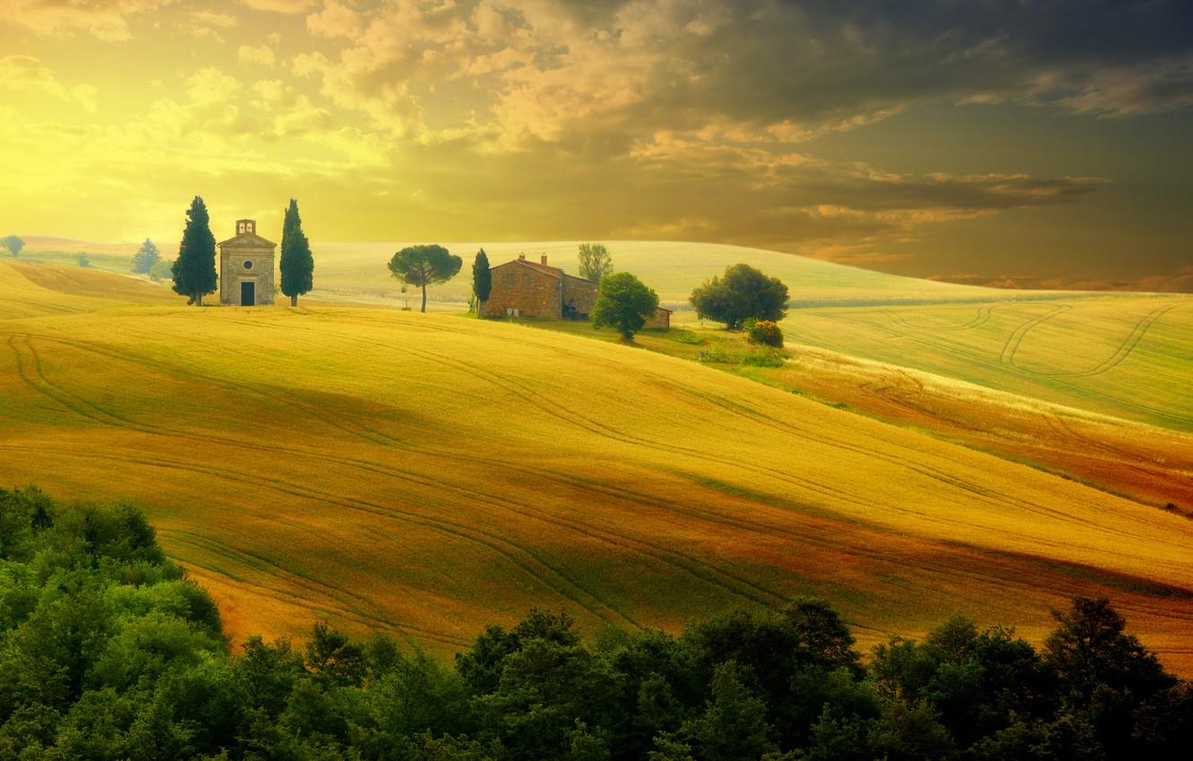 Wallpaper summer, the sky, trees, landscape, sunset, nature, Italy