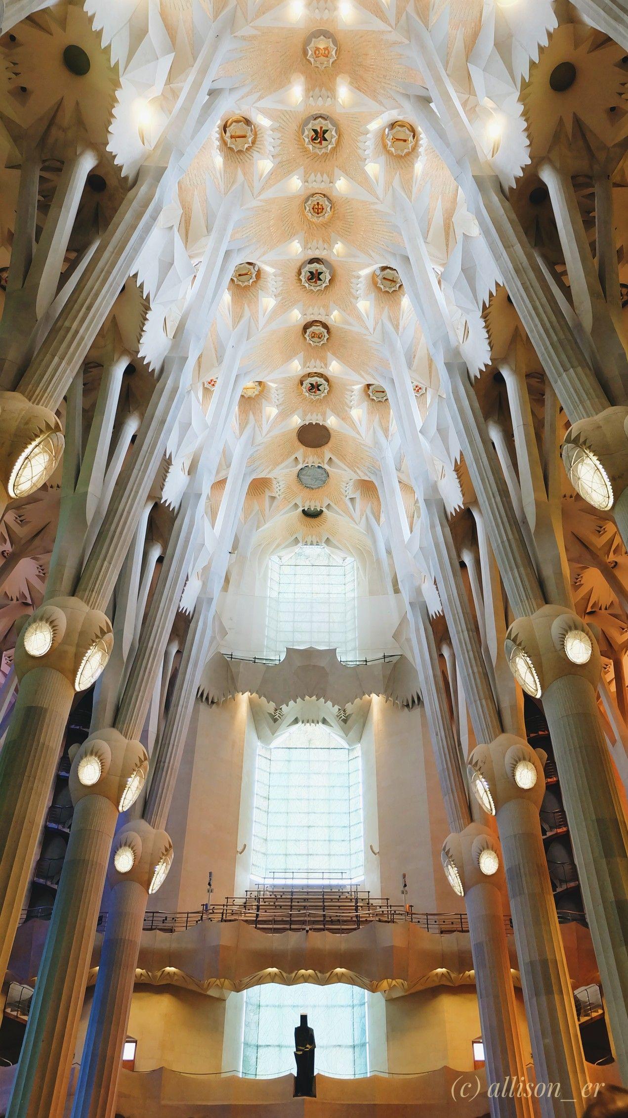 Beautiful Interior La Sagrada de Familia. Travel Wallpaper. Travel