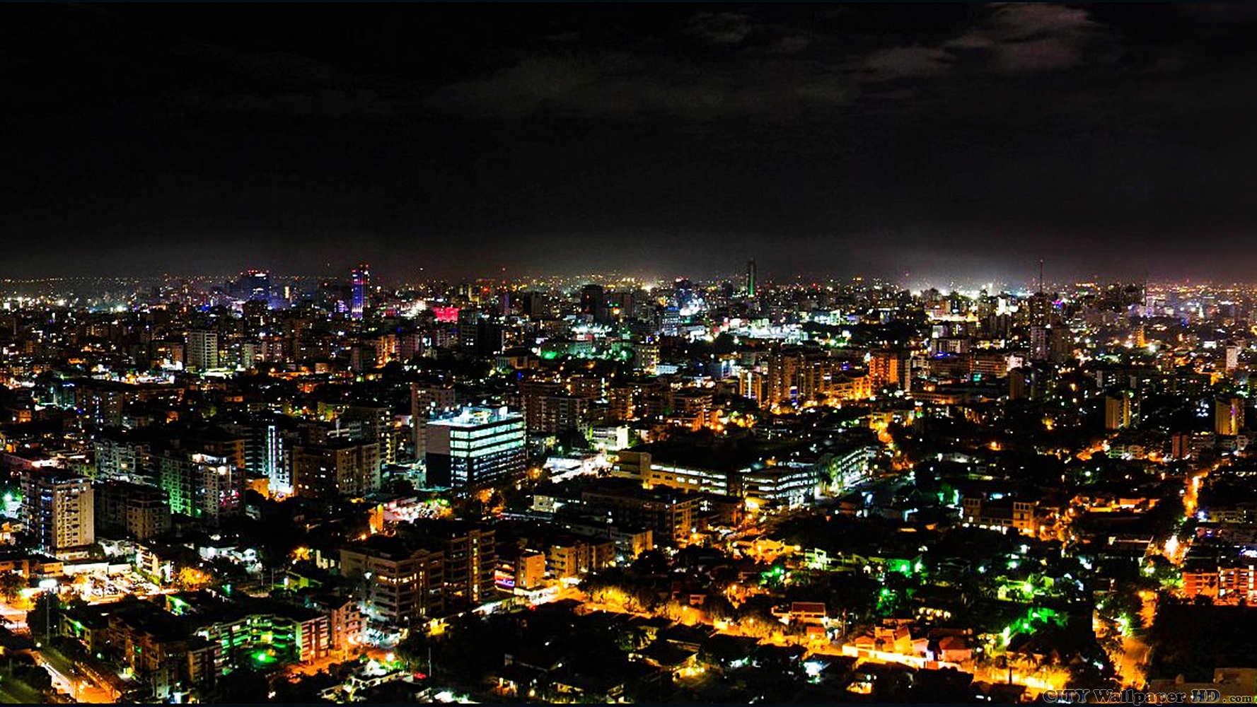 Night in Santo Domingo. Wide image of cities and countries for