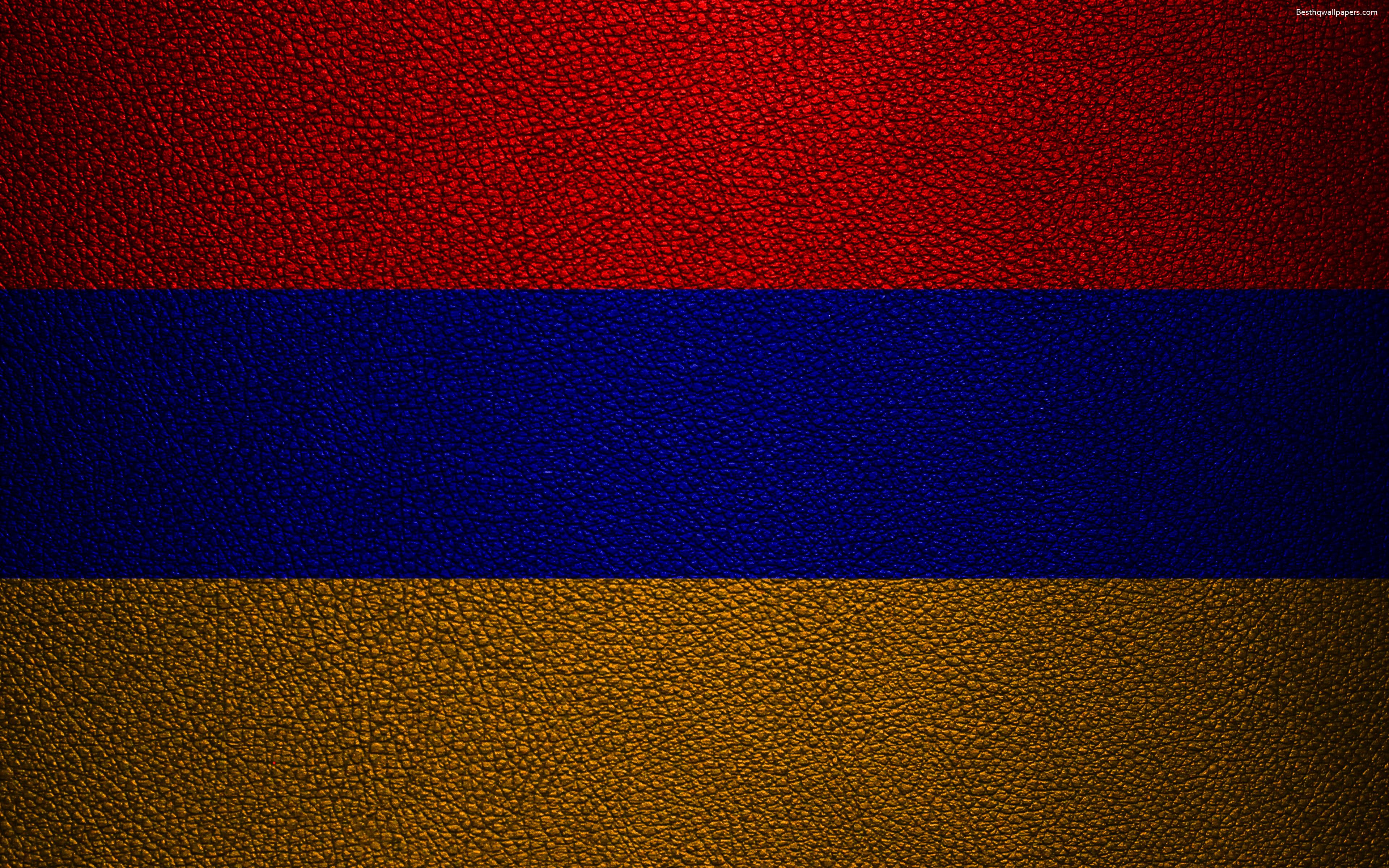 Download wallpaper Flag of Armenia, 4к, leather texture, Armenian