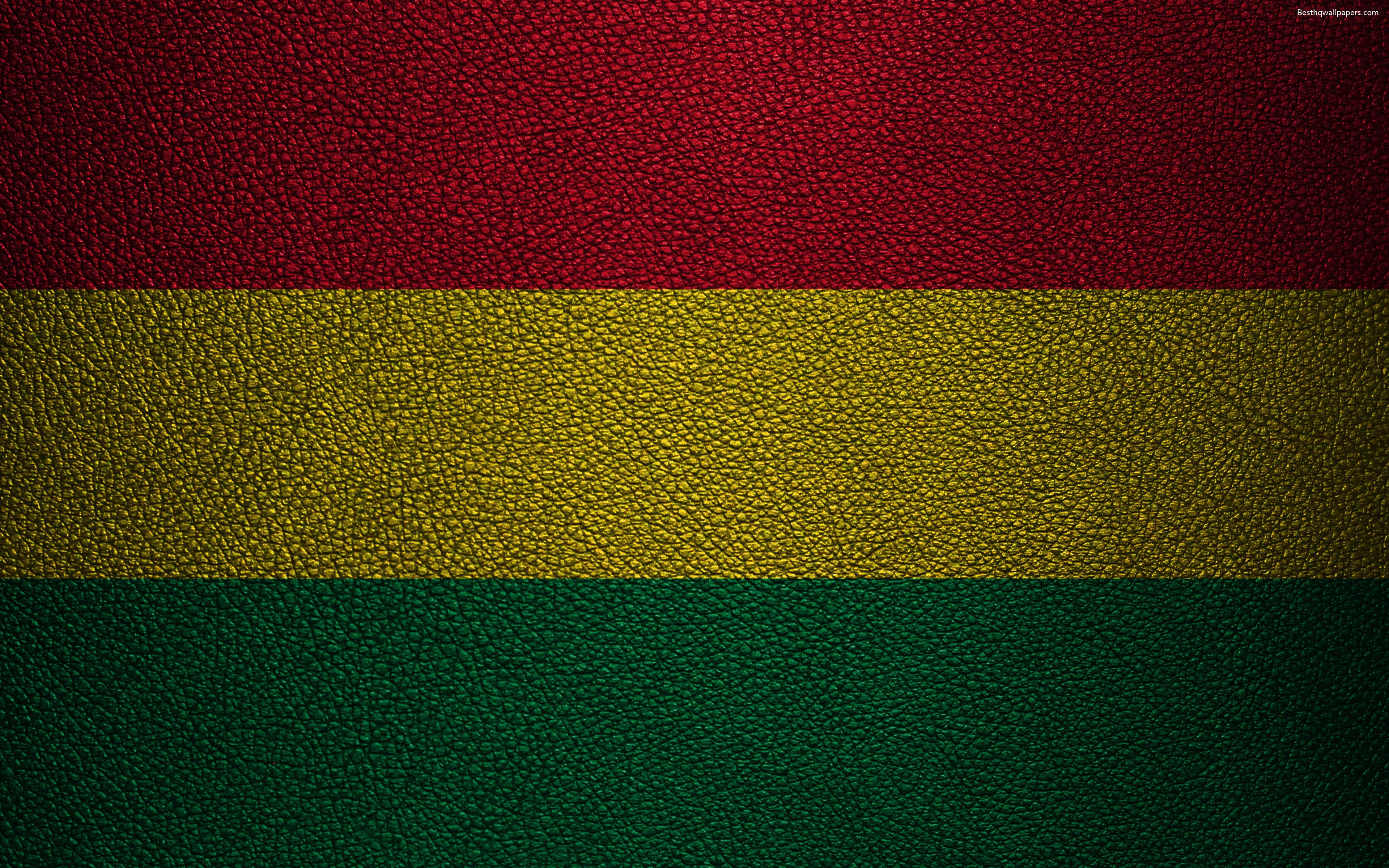 Download wallpaper Flag of Bolivia, 4K, leather texture, Bolivian