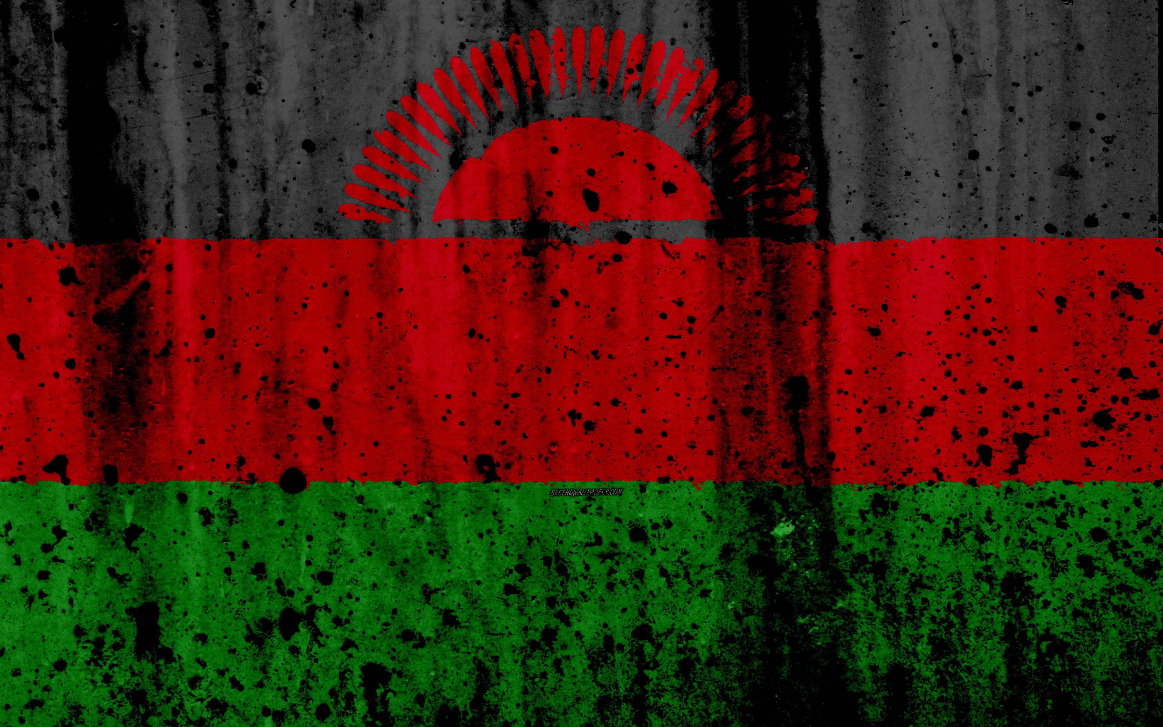 Download wallpaper Malawian flag, 4k, grunge, flag of Malawi