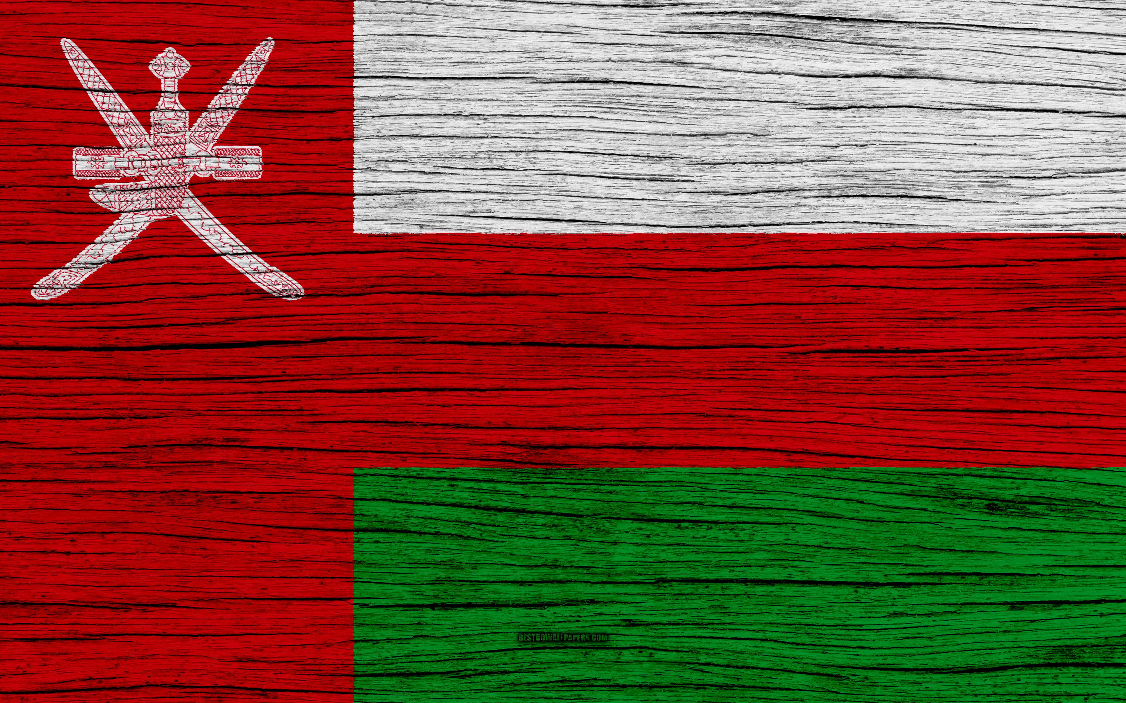 Download wallpaper Flag of Oman, 4k, Asia, wooden texture, Omani
