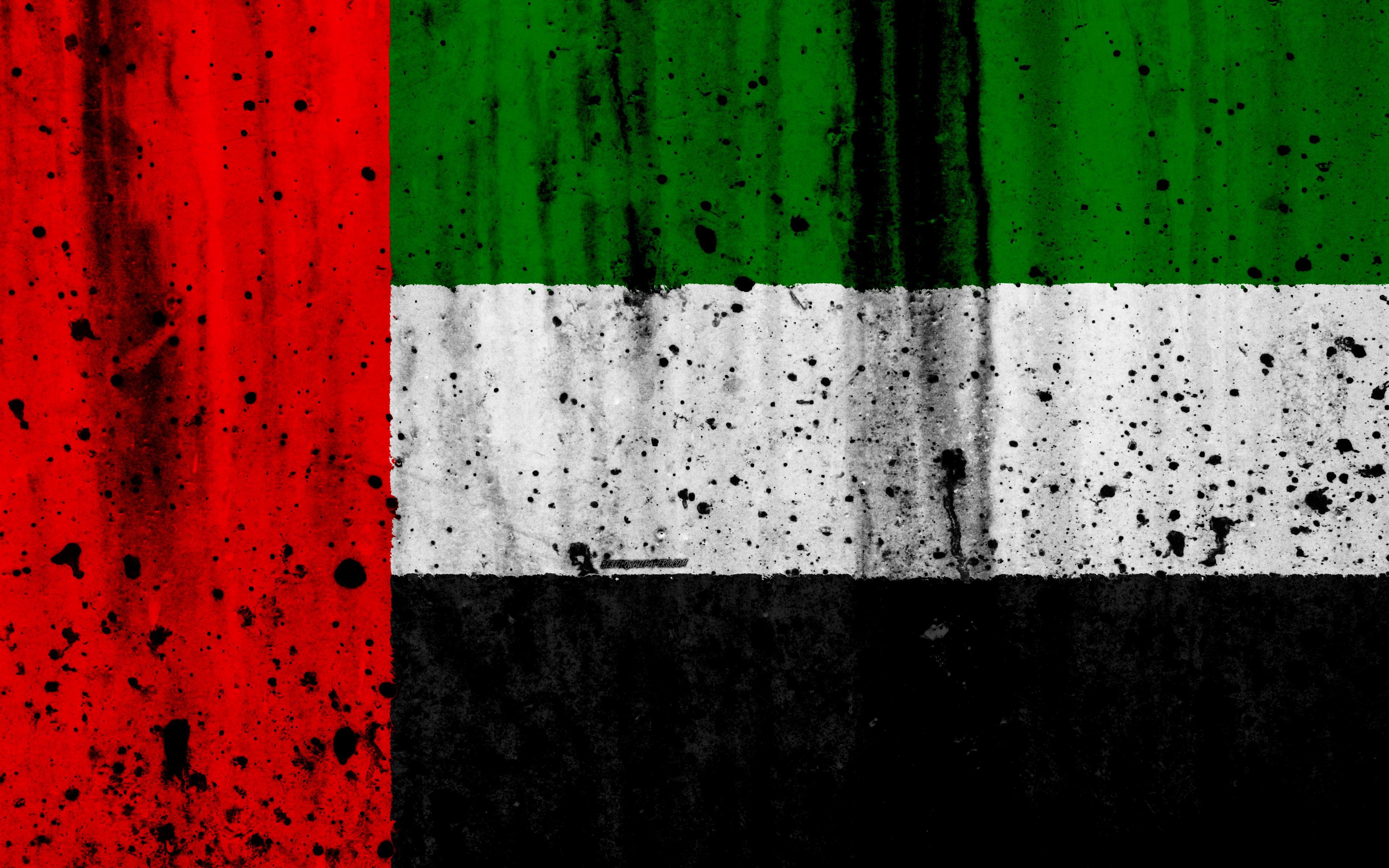 Download wallpaper UAE flag, 4k, grunge, flag of UAE, Asia, UAE