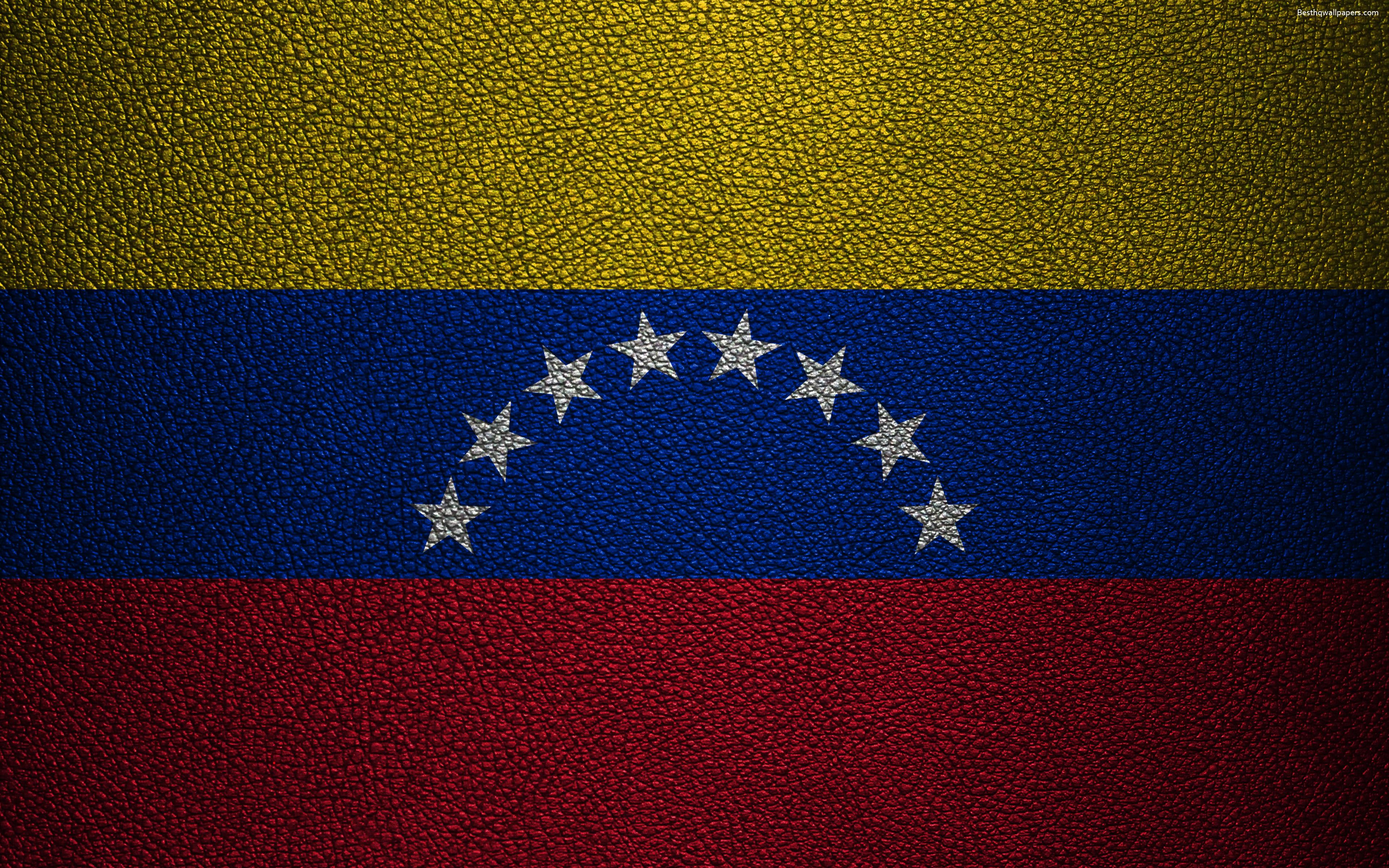 Download wallpaper Flag of Venezuela, 4k, leather texture