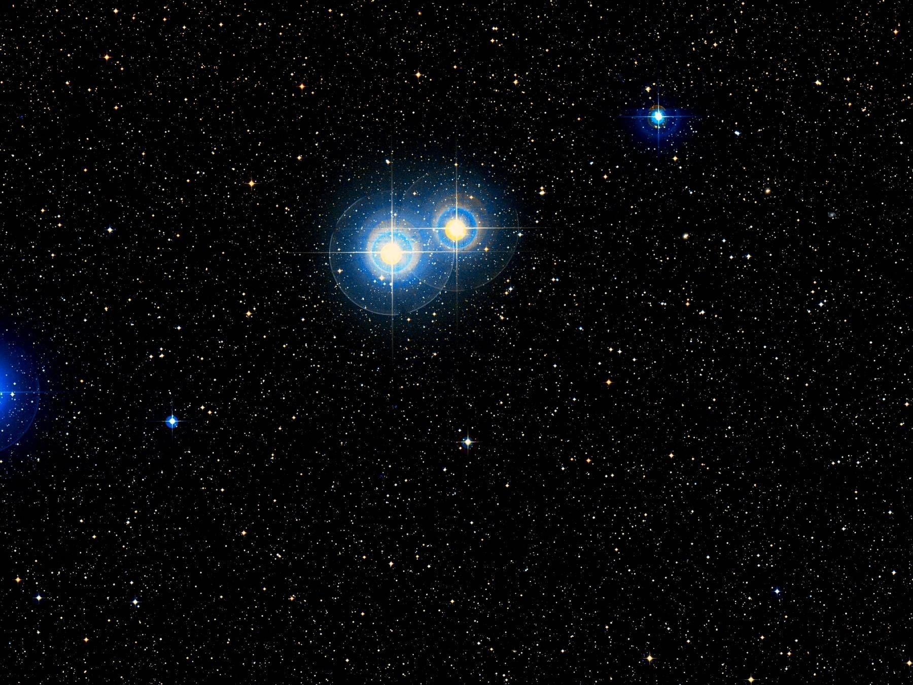 Binary Star System. Double Star Alpha Capricorni Alpha