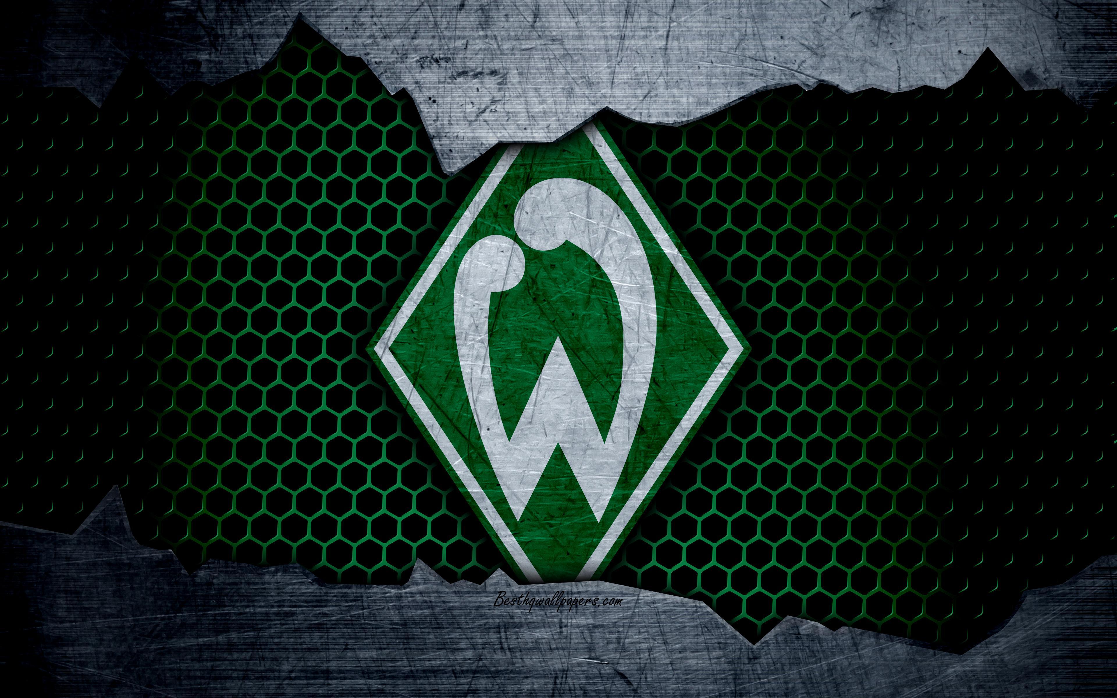 Download wallpaper Werder Bremen, 4k, logo, Bundesliga, metal