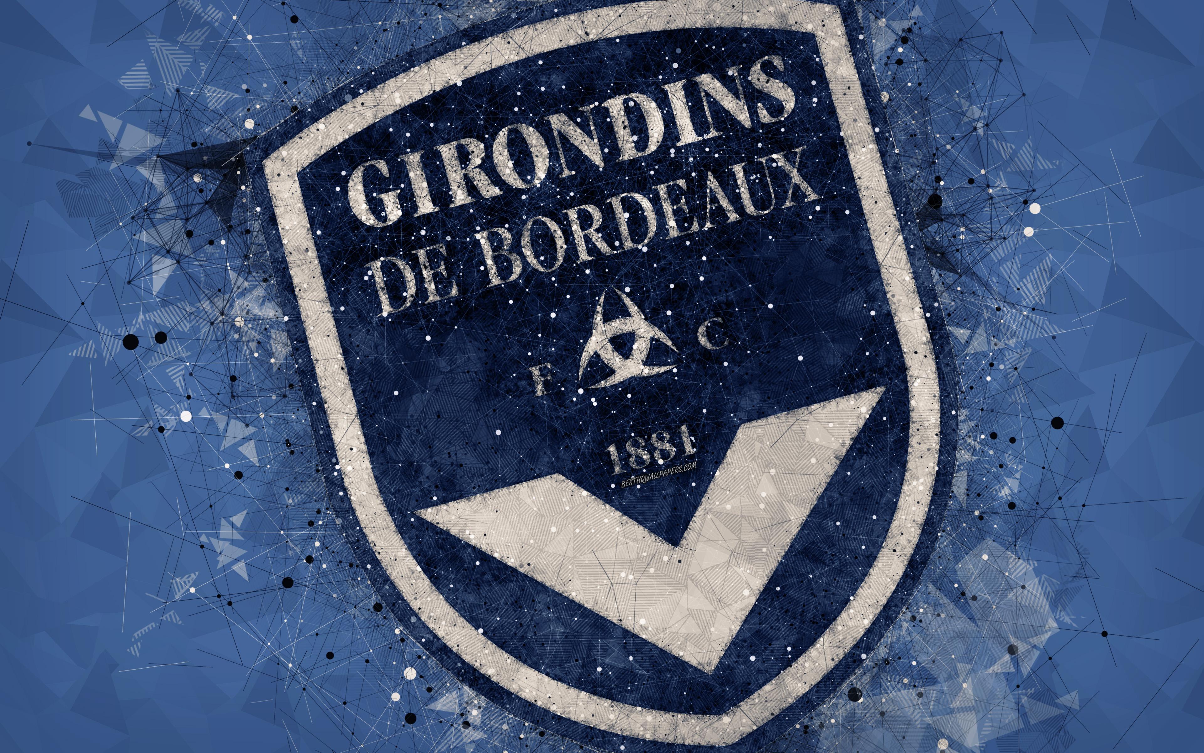 Download wallpaper FC Girondins Bordeaux, 4k, geometric art, French