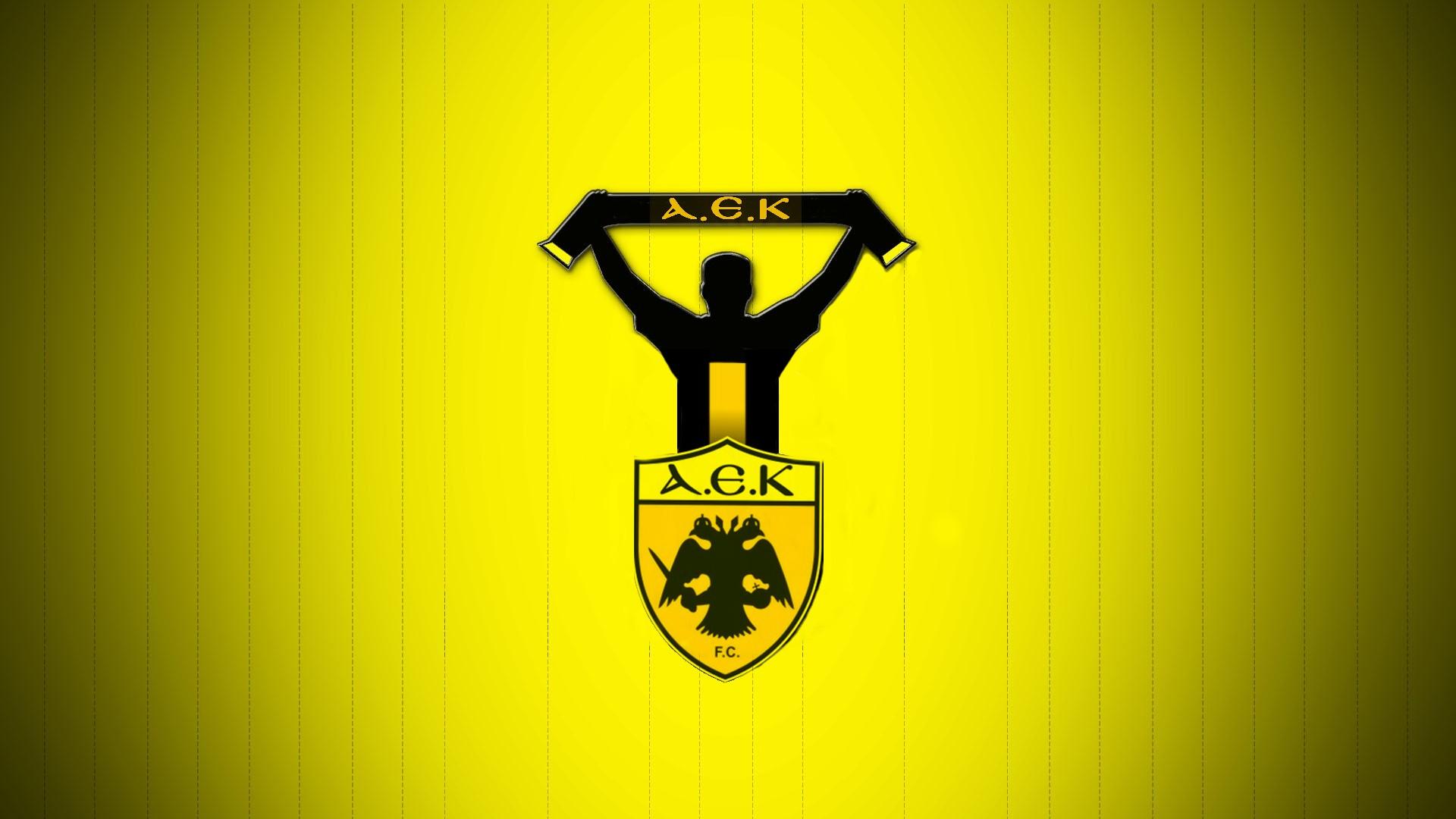 AEK Athens Football League Logo with Background Wallpaper