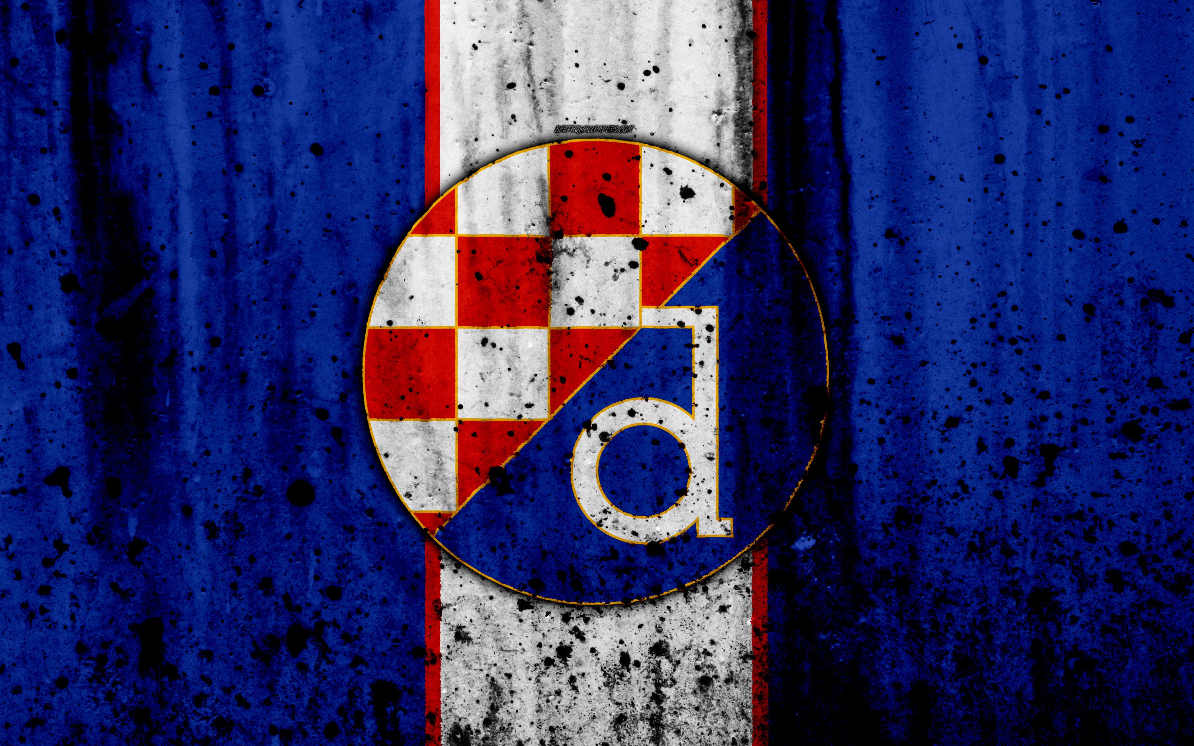 Download wallpaper 4k, FC Dinamo Zagreb, grunge, HNL, art, soccer