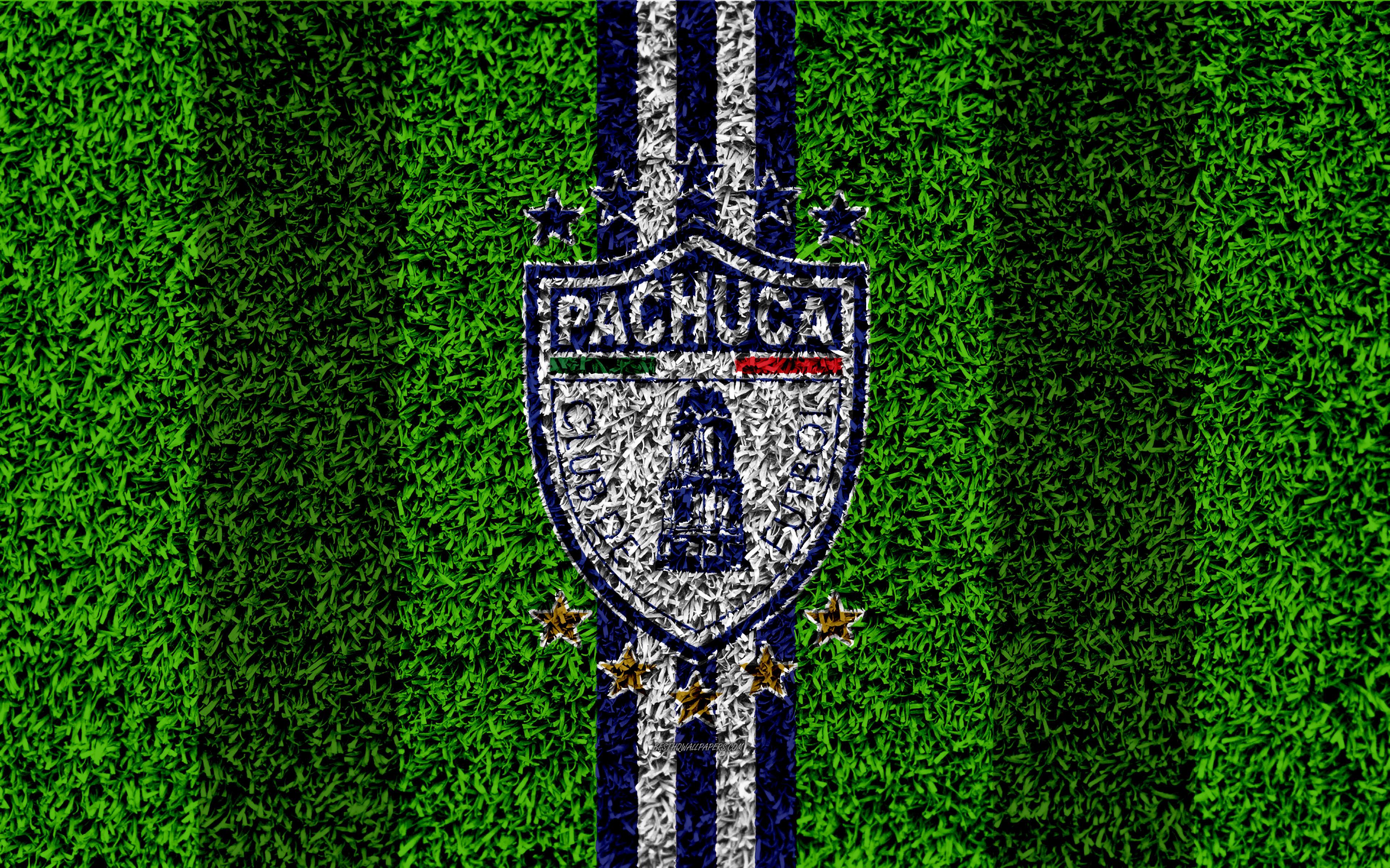 Download wallpaper CF Pachuca, 4k, football lawn, logo, Mexican