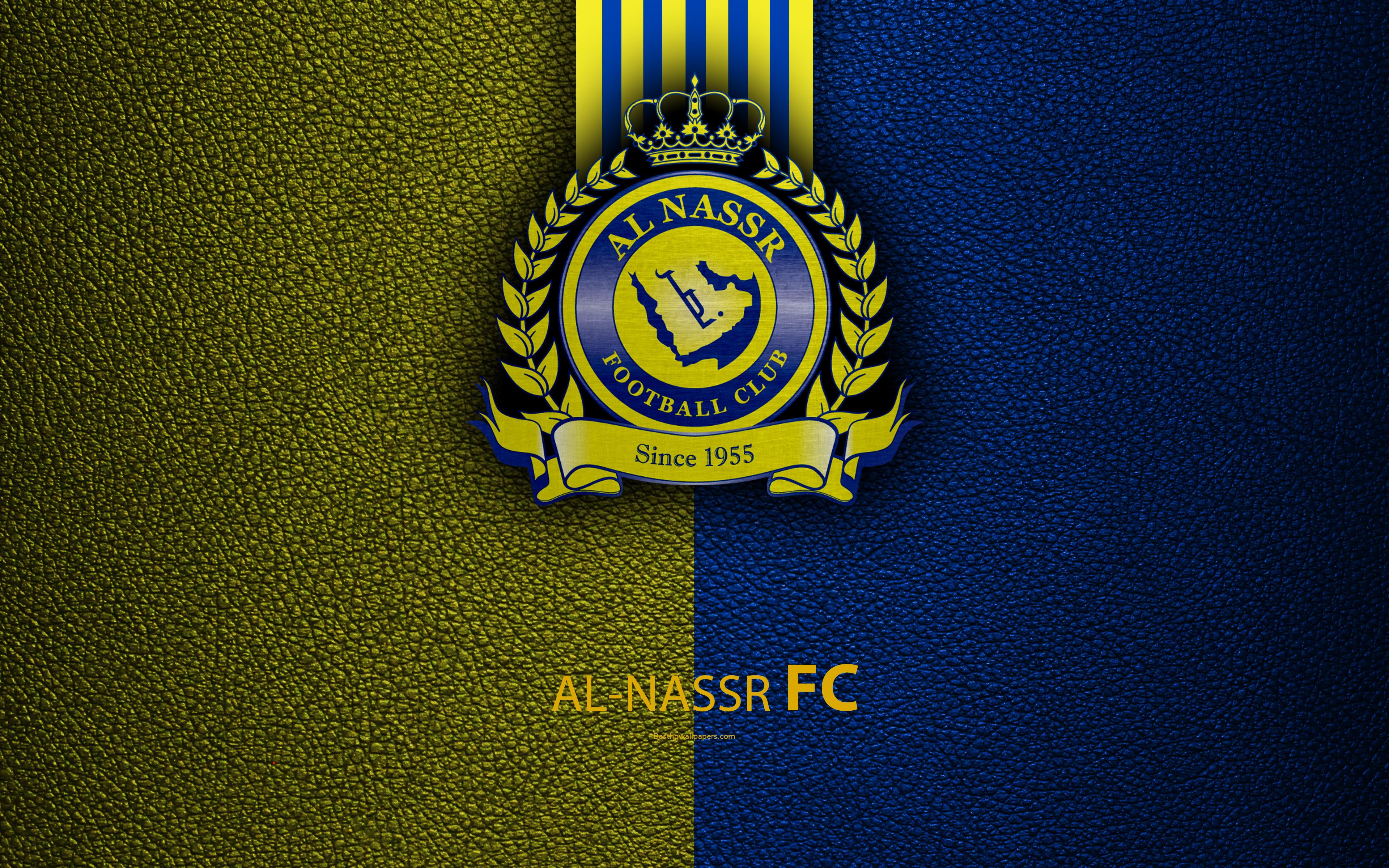 Download Wallpaper Al Nassr FC, 4K, Saudi Football Club, Leather