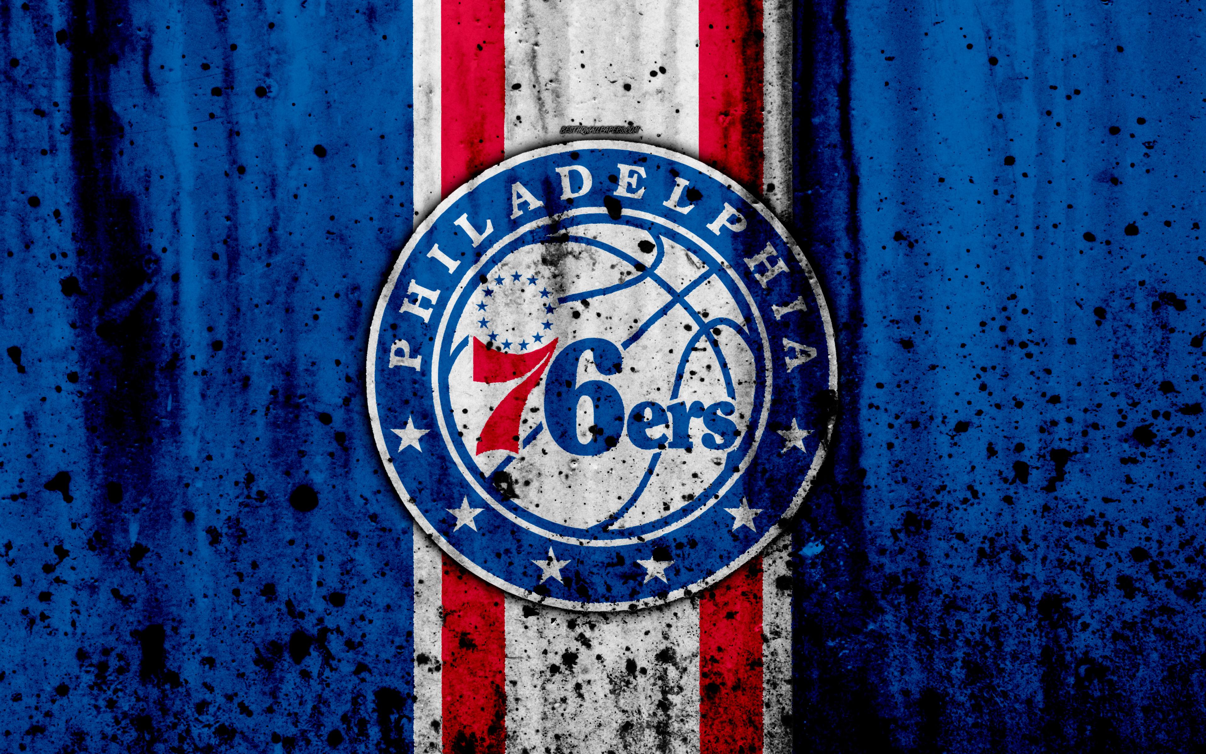 Download wallpaper 4k, Philadelphia 76ers, grunge, NBA, basketball