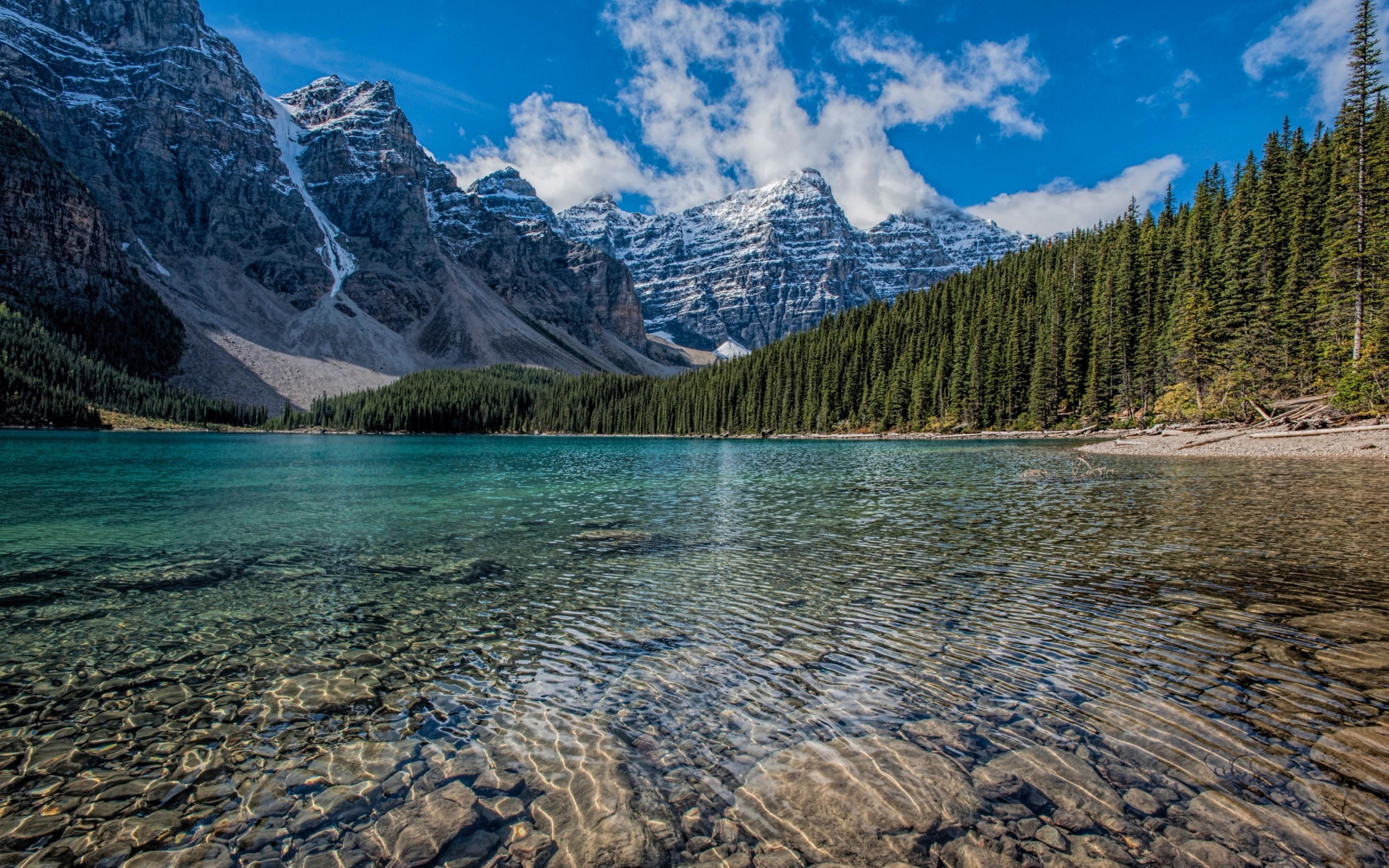 Download 3840x2400 wallpaper clean lake, mountains range, trees