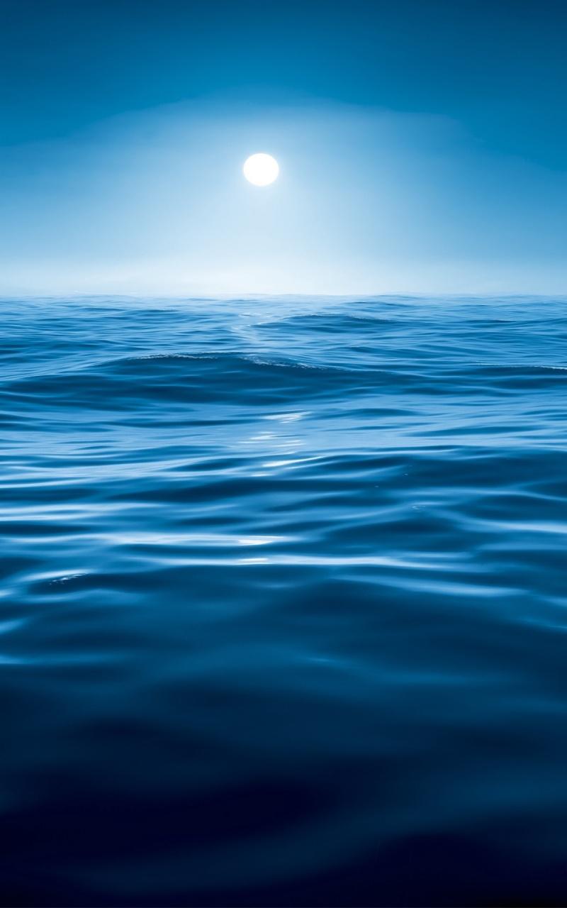 Blue Sea Water Night Wallpaper