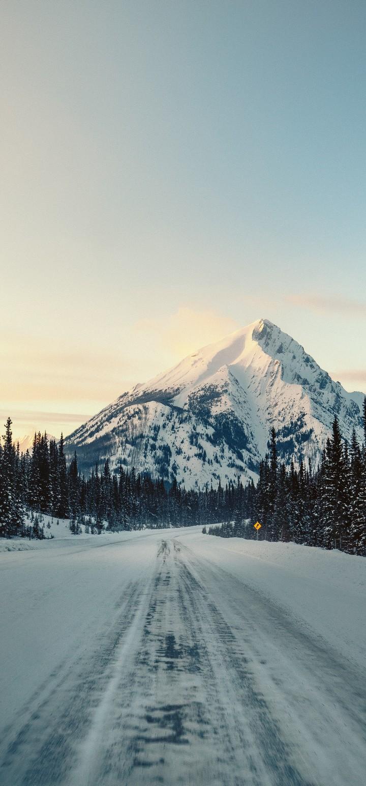 Mountain Road Snow Nature Wallpaper - [720x1544]