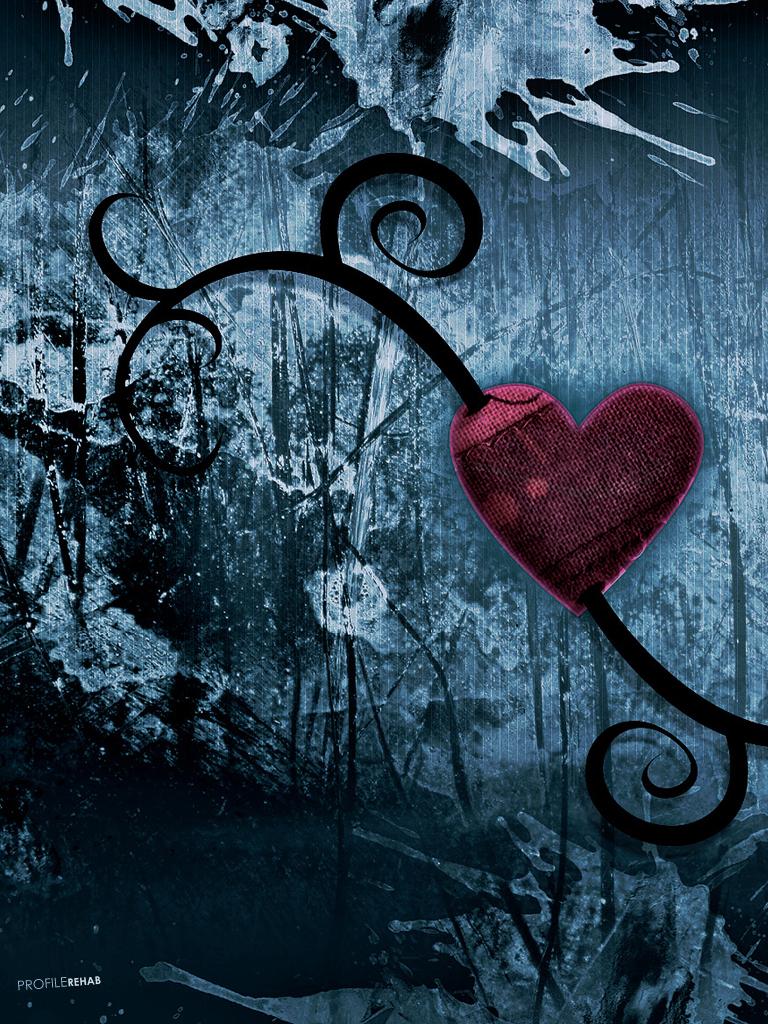 Blue Grunge Wallpaper with Red Heart Grunge Heart