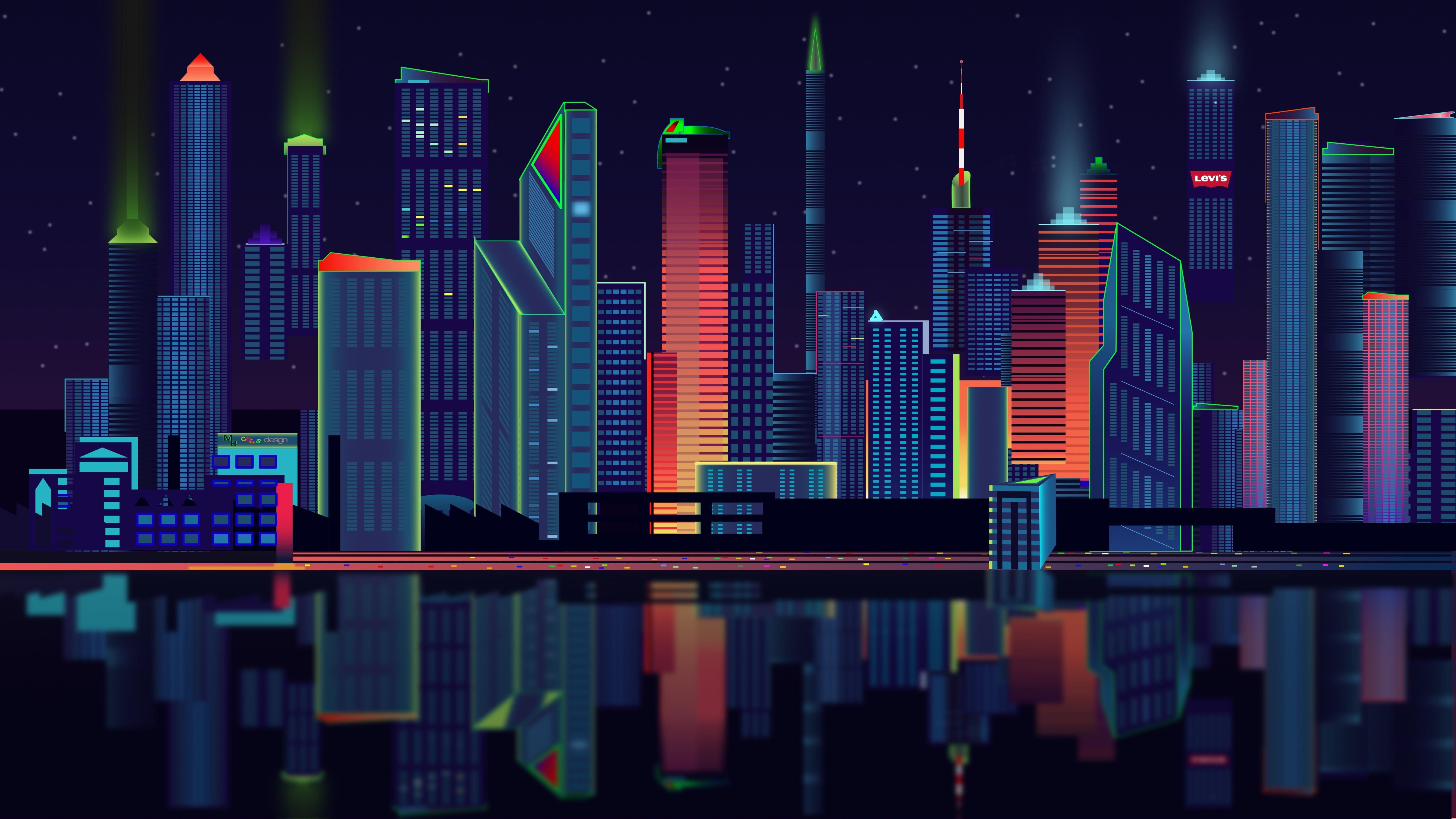 Download wallpaper 5120x2880 city, vector, panorama HD background
