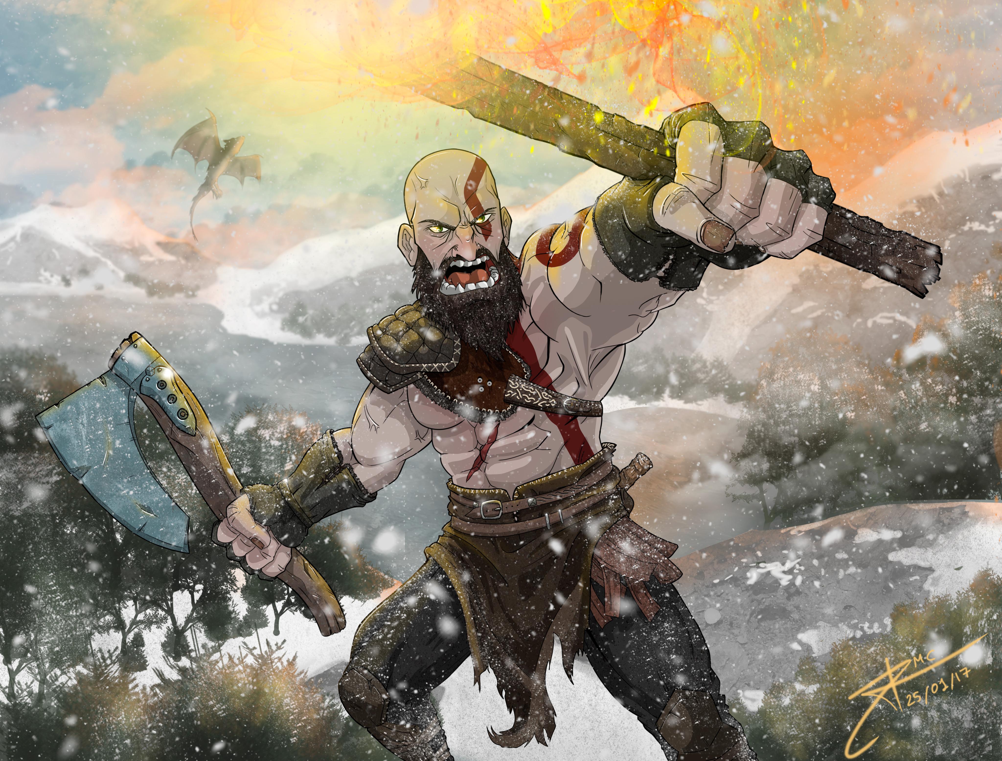 Kratos God Of War Fan Art 4k iPhone iPhone 4S HD 4k