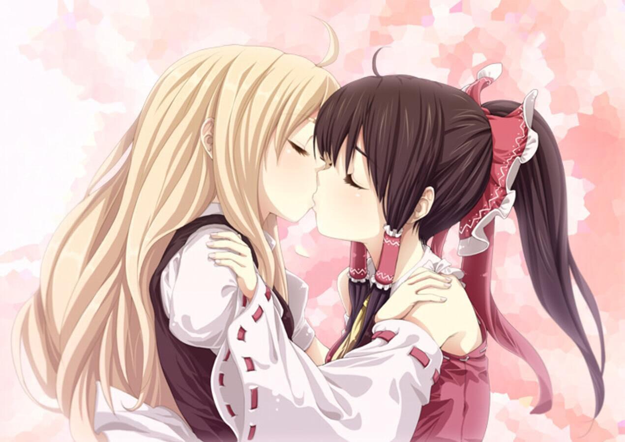 Anime Girl Kissing Girl Wallpapers Wallpaper Cave
