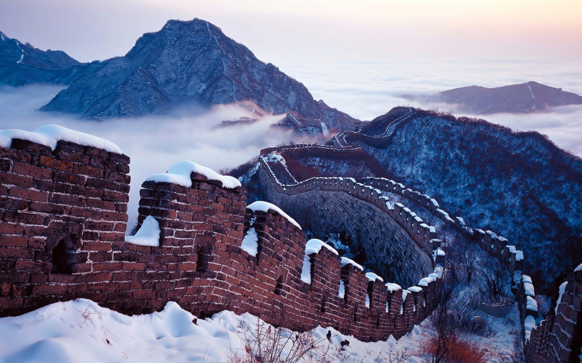 Snow on the Great Wall China Wallpaper HD Wallpaper