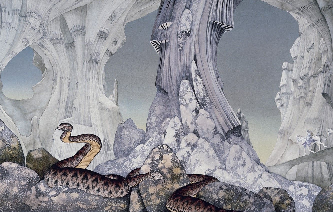 Wallpaper snakes, stones, rocks, art, riders, caves, Roger Dean