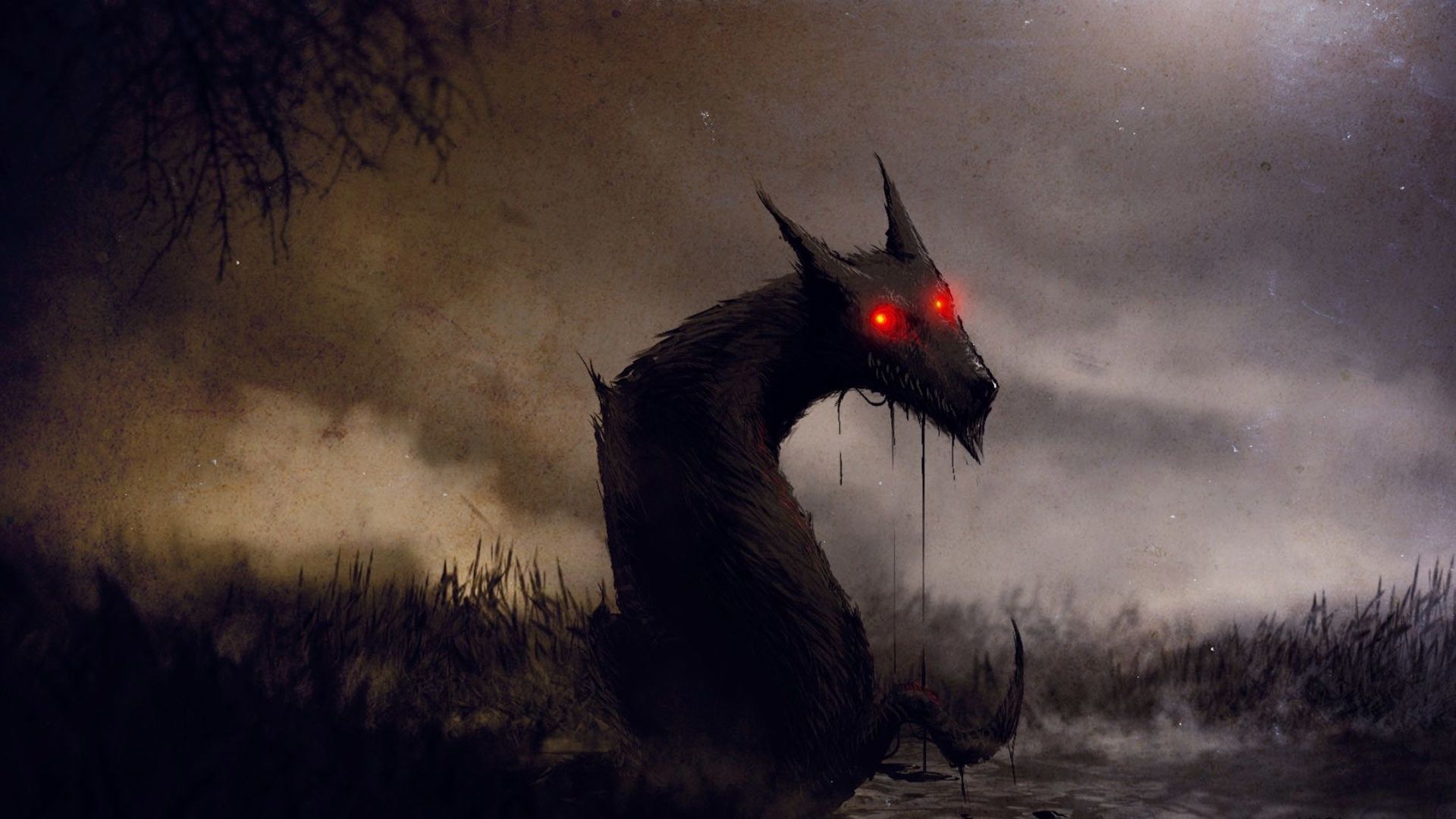 Mythical Creatures Dark Demonic Wolf Wallpaper