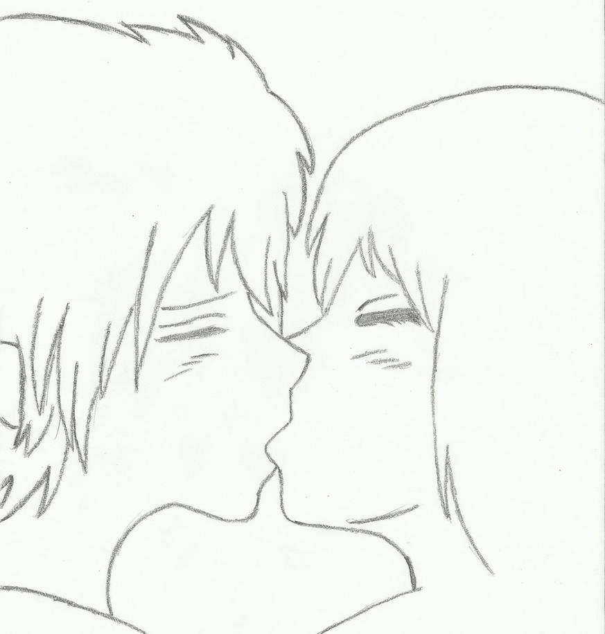 Anime couples kissing drawings