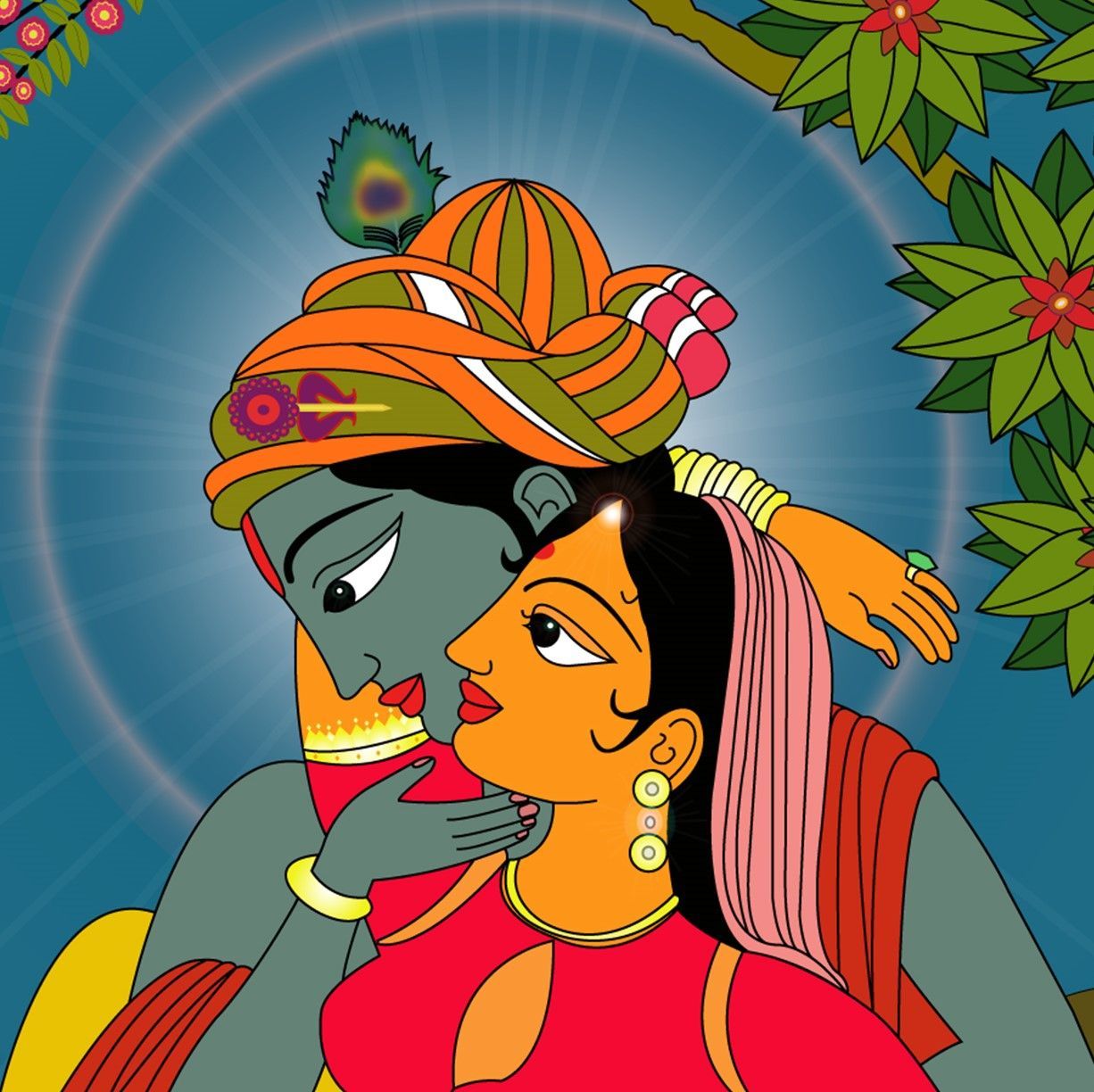 Radha Krishna Madhubani Painting