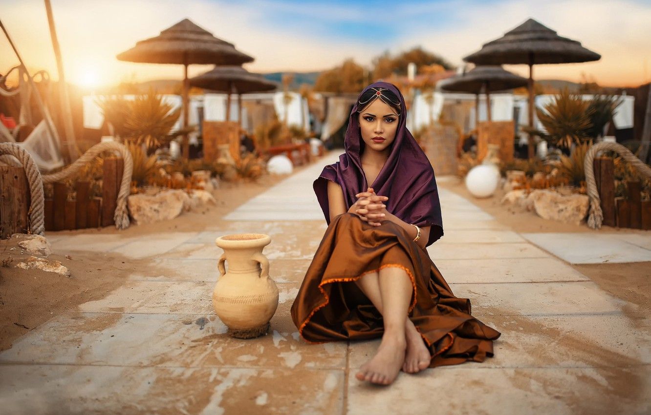 Arab girl with image