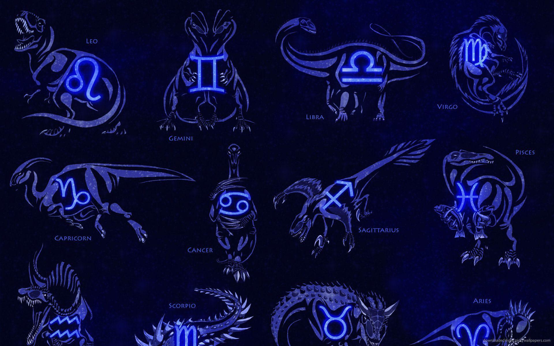 Download 1920x1200 Zodiac Art Dinosaur Signs Wallpaper