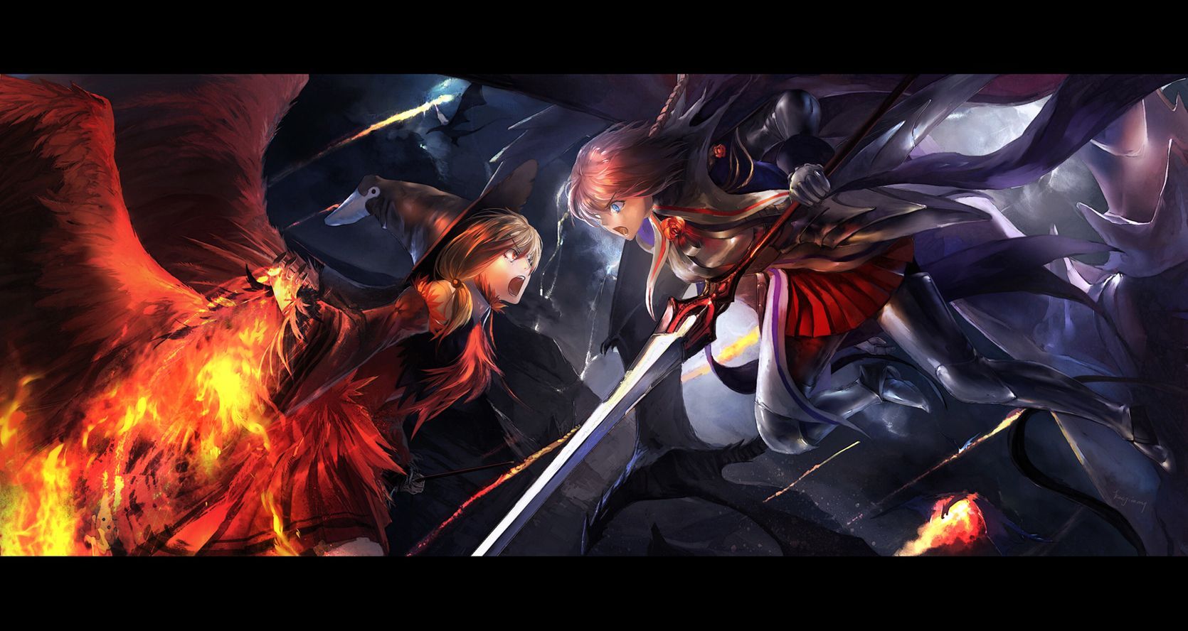 Anime Girls Fighting Wallpapers Wallpaper Cave