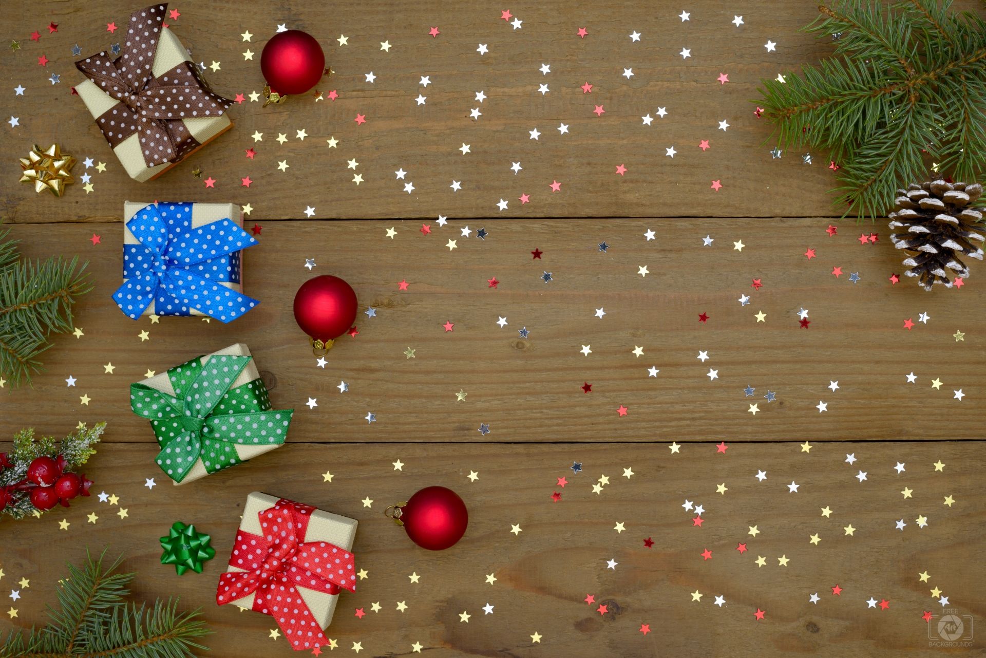Christmas Background With Gifts Quality Free Background
