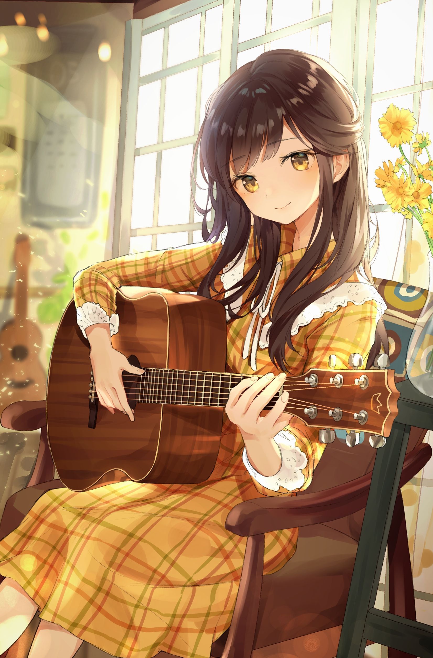 Kawaii Cute Anime Girl With Long Brown Hair Anime Wallpaper Hd