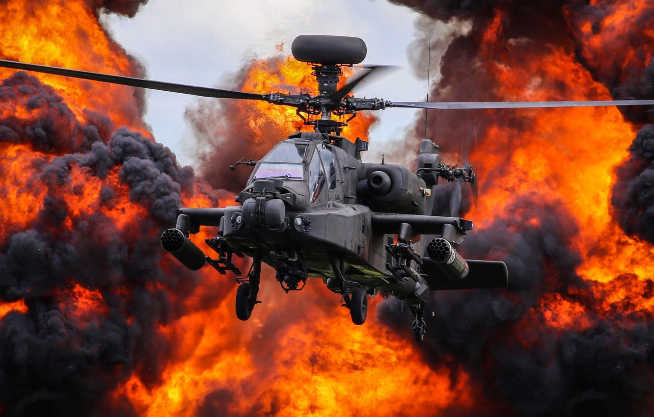 Wallpaper Smoke, Fire, Apache, AH 64 Apache, US Army, Attack Helicopter, Boeing AH 64D Apache, Soot Image For Desktop, Section авиация