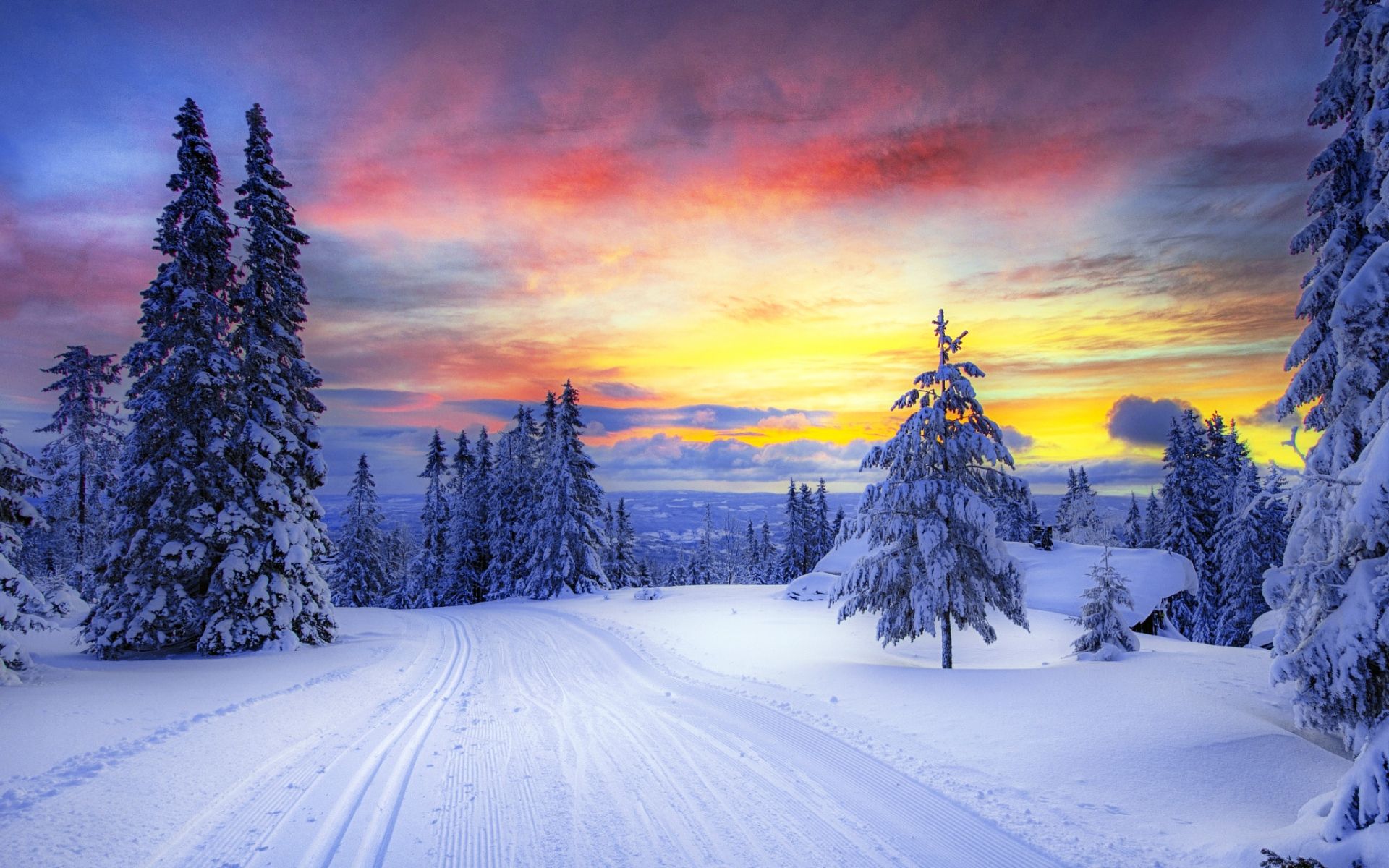 Snowy Sunset Wallpapers Wallpaper Cave