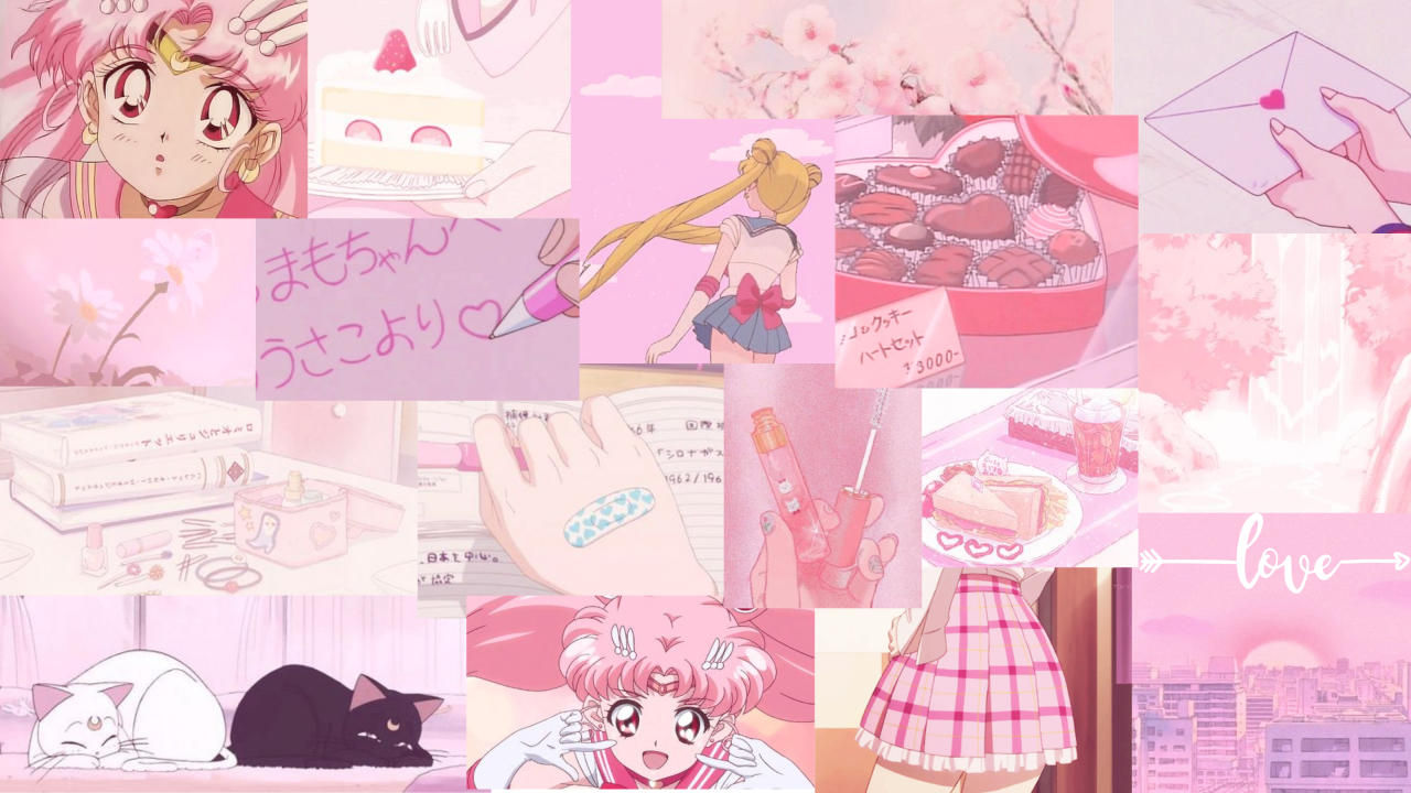Pink Anime Collage Wallpapers Wallpaper Cave
